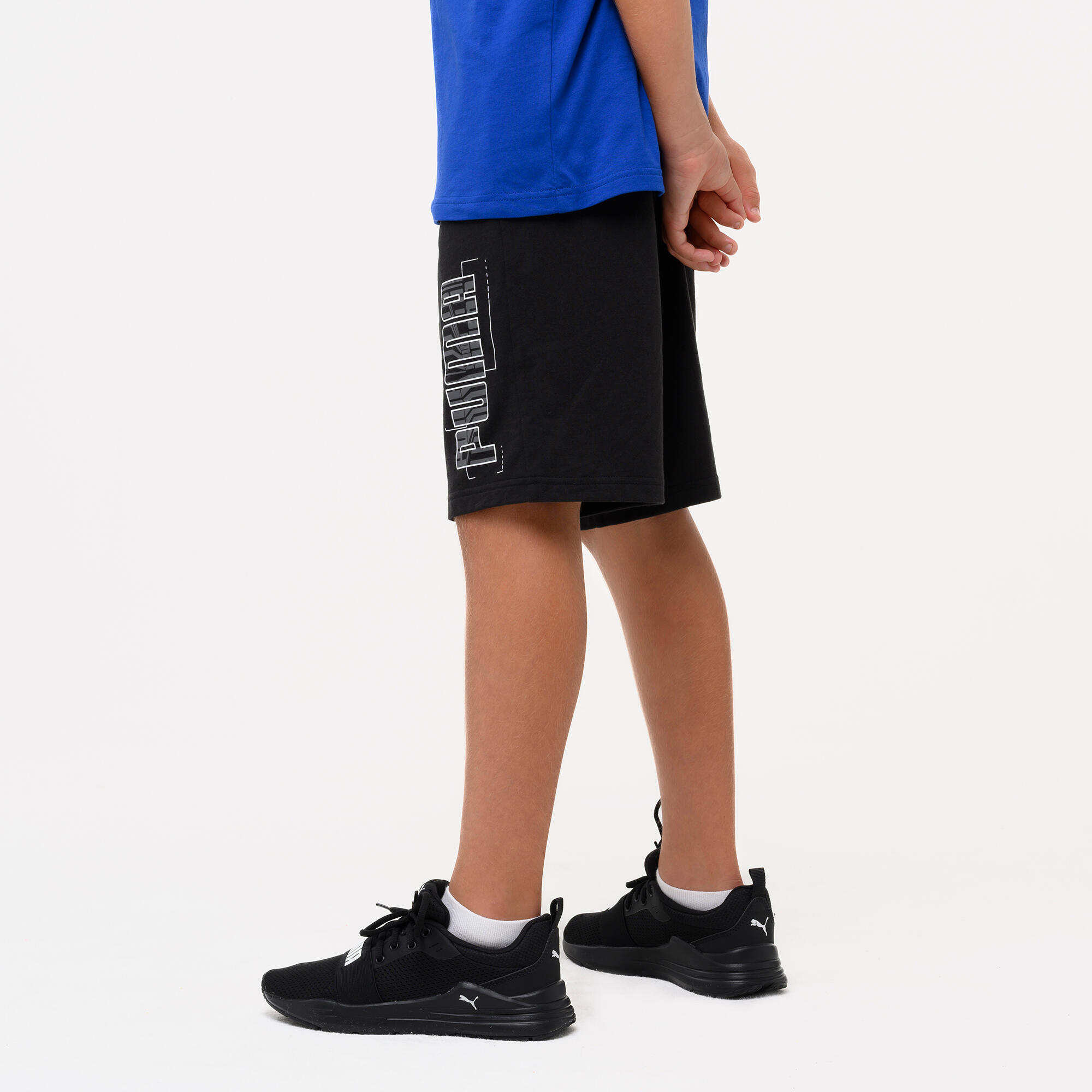 Pantaloncini Puma bambino ginnastica regular fit cotone neri 2/6