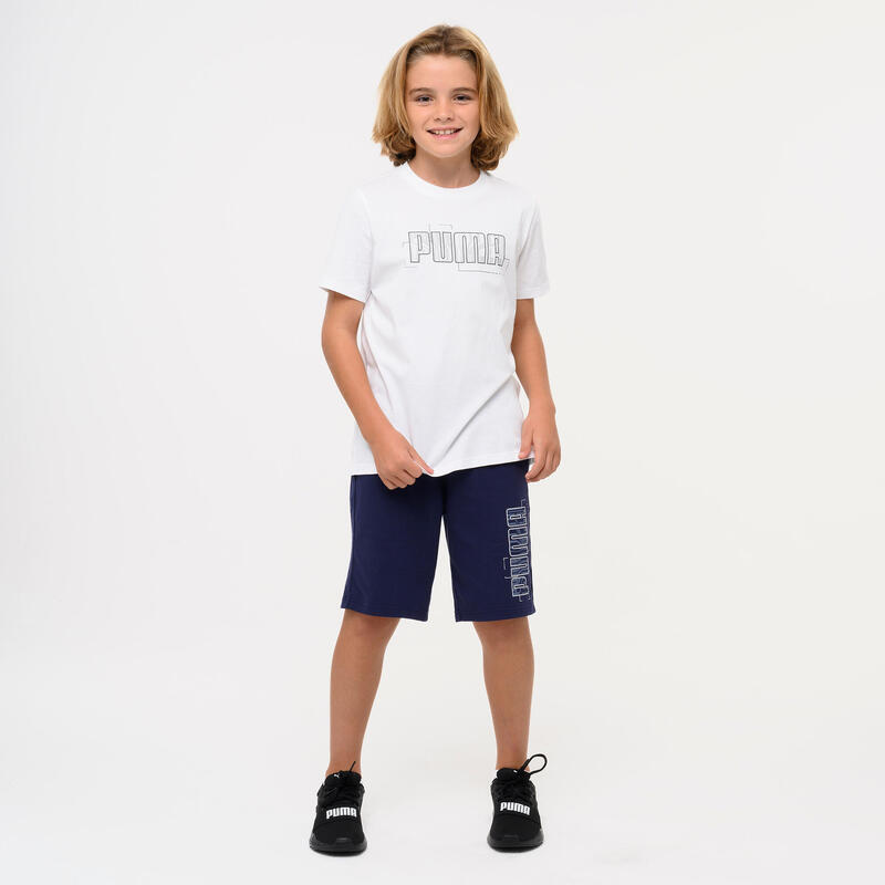 Tricou din bumbac Puma cu imprimeu, Educație fizică, Alb Copii