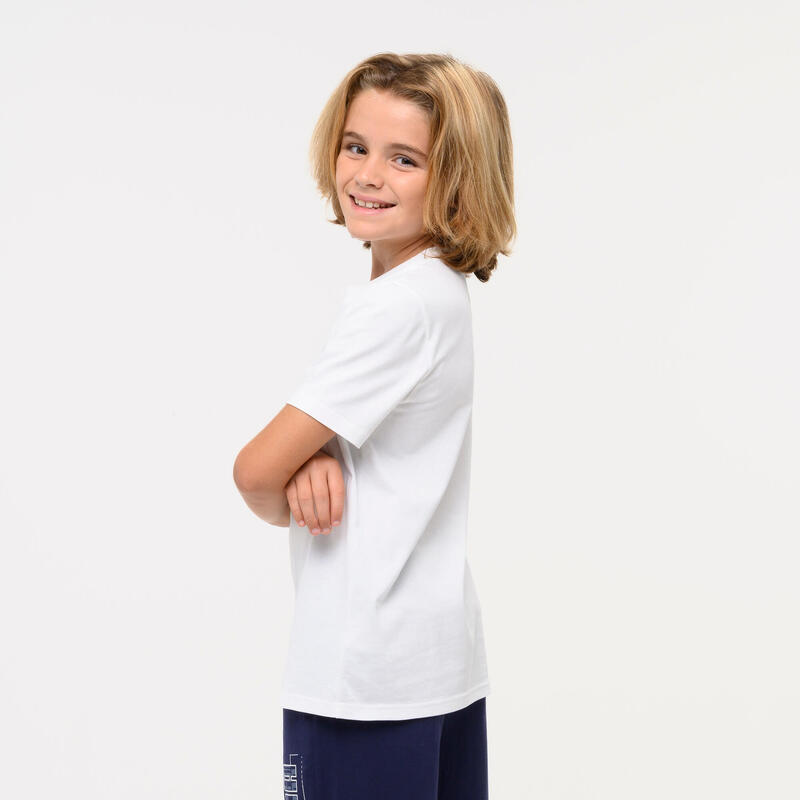 Tricou din bumbac Puma cu imprimeu, Educație fizică, Alb Copii