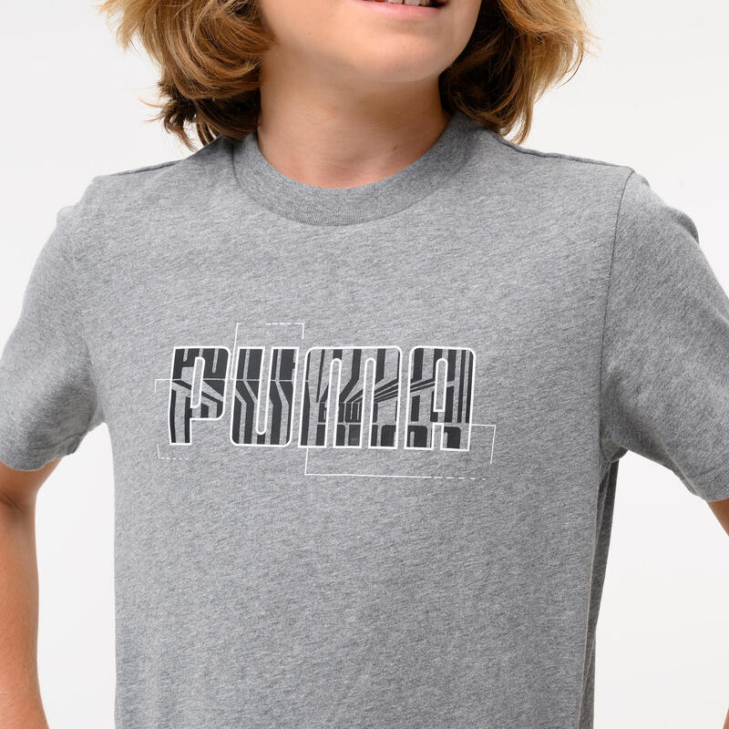 Tricou bumbac cu imprimeu Gri Copii