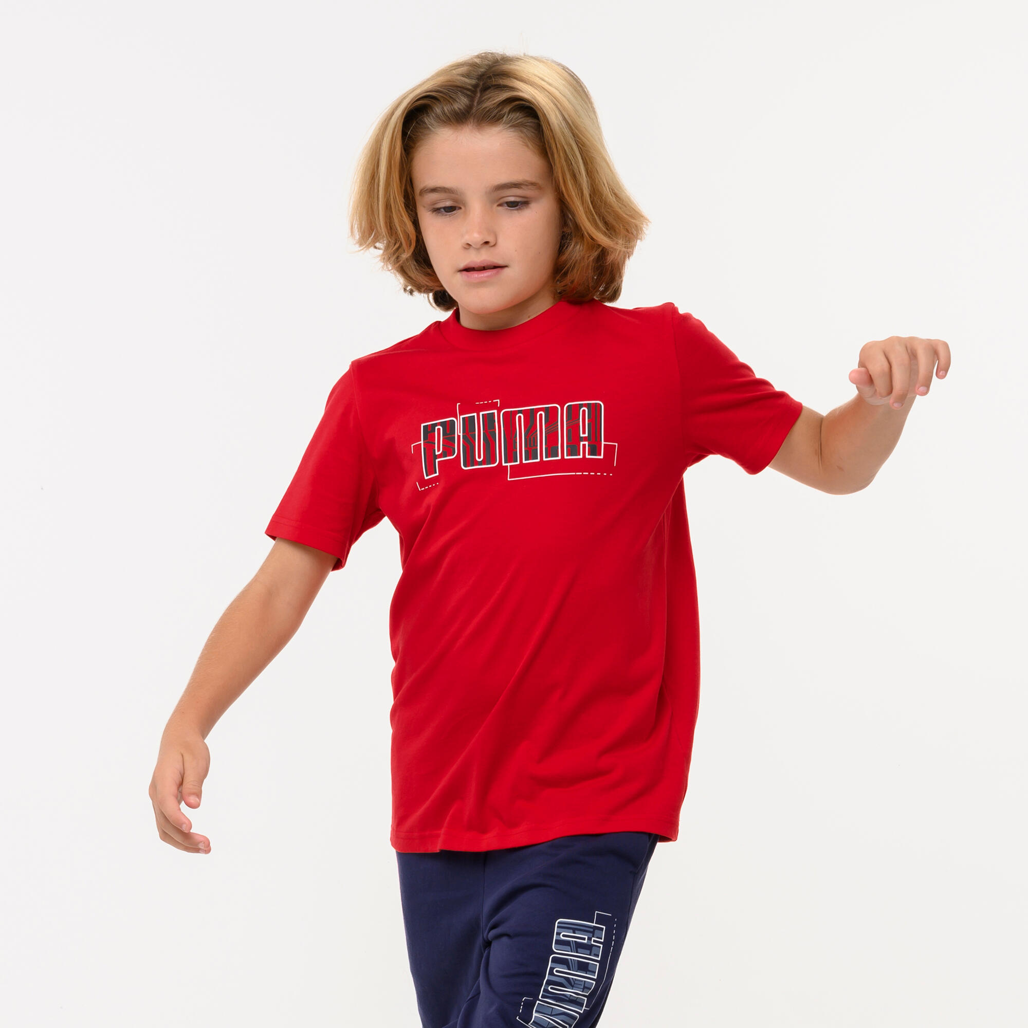 PUMA T-shirt Puma bambino ginnastica regular fit cotone rossa stampata