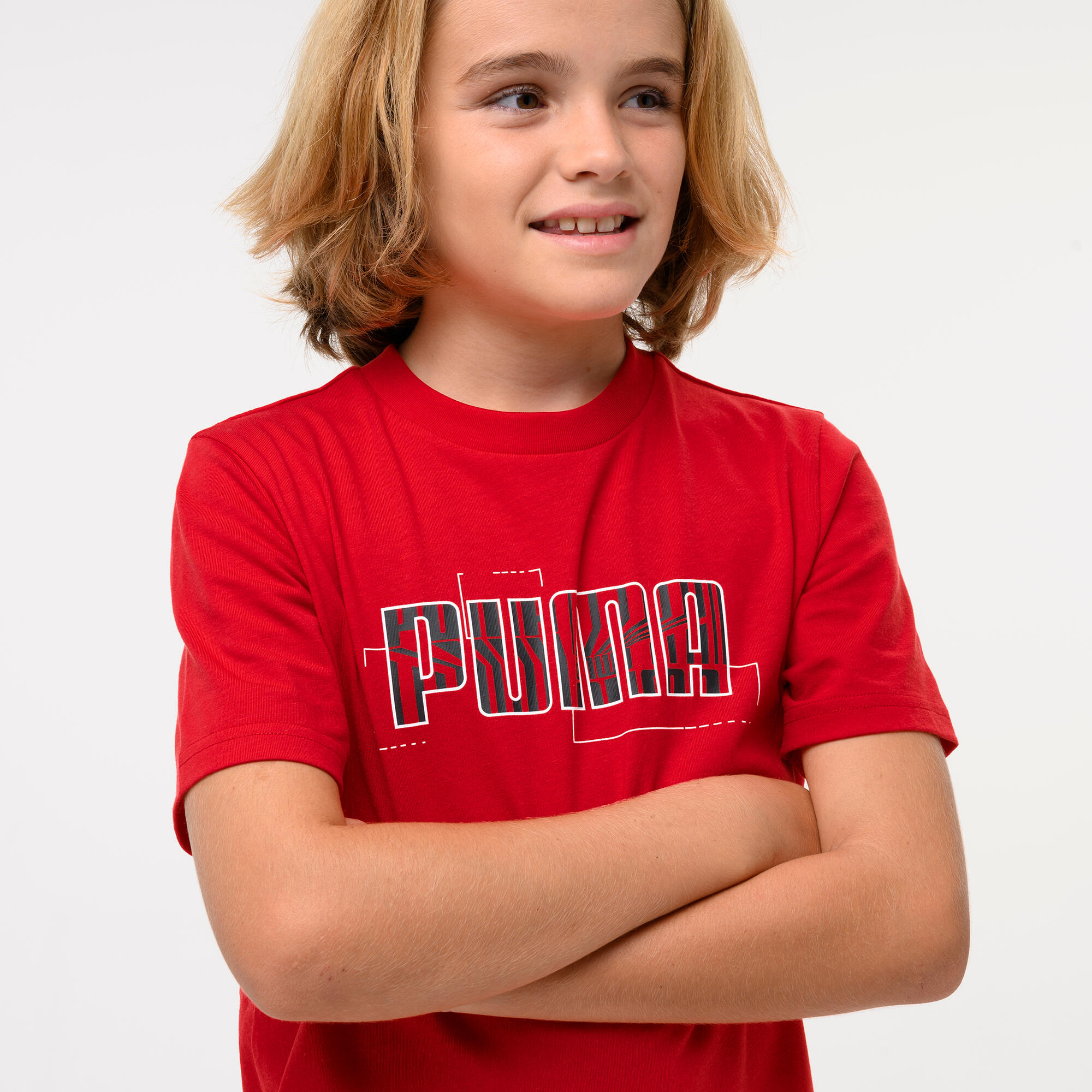 Camiseta Puma Niños Rojo Estampado Algodón 3/4