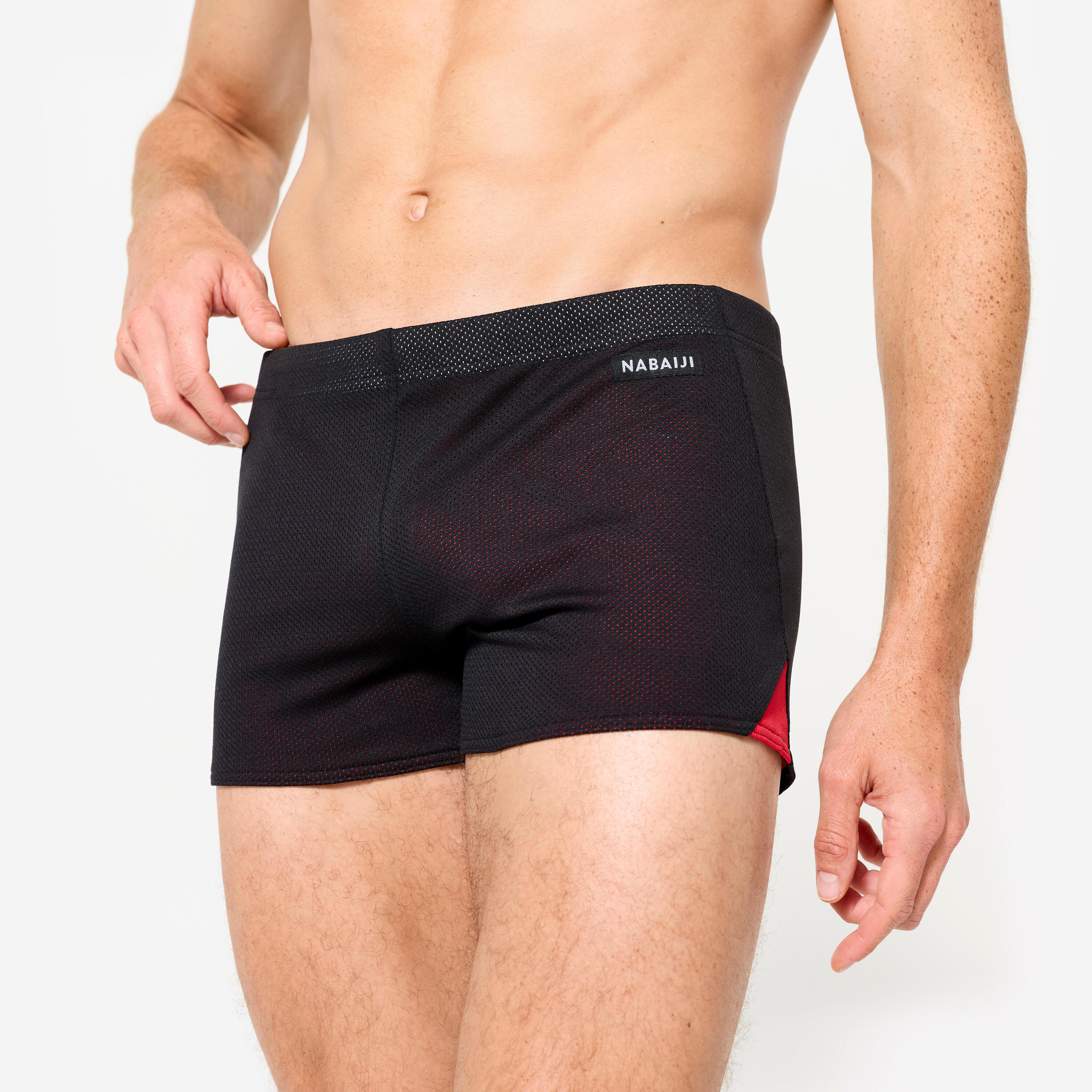 NABAIJI Banyador Natació Home Bòxers Resistència 900 Drag Suit Negre Vermell