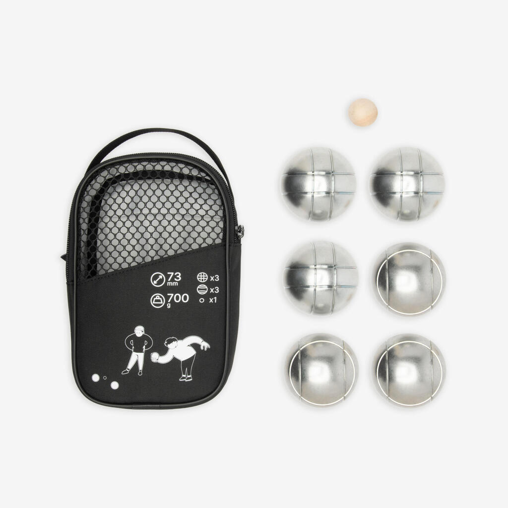Jeu de 6 boules de pétanque loisir 100