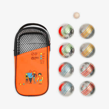 SET OF 8 RECREATIONAL COLOUR PETANQUE BOULES 100