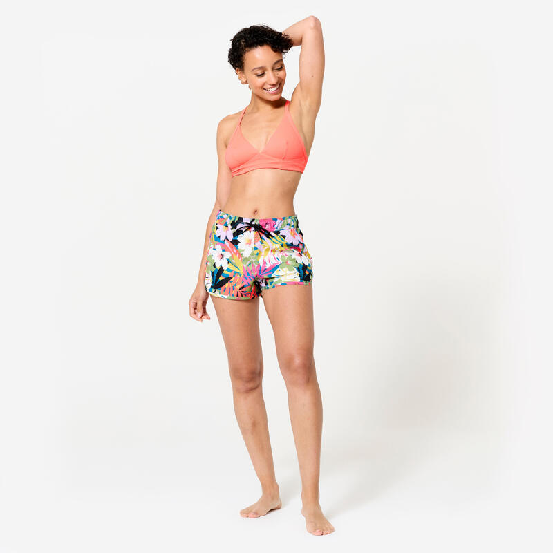 Kadın Kısa Deniz Şortu/Boardshort - Çiçek Desenli - TINI