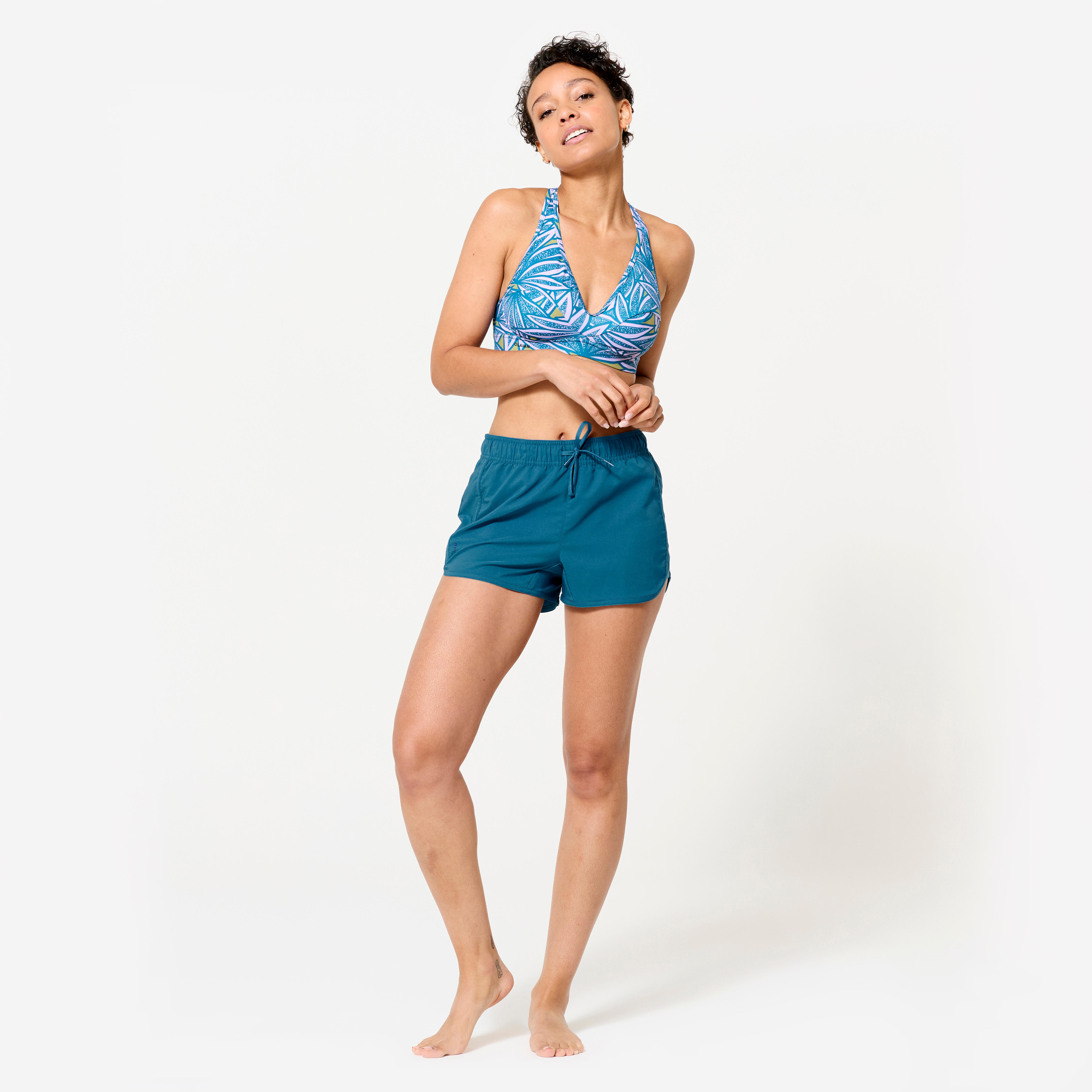 Short De Bain Femme Taille Haute – Contrôle Du Ventre, Séchage Rapide – Pour Plage, Piscine, Sport – Doublure Intégrée