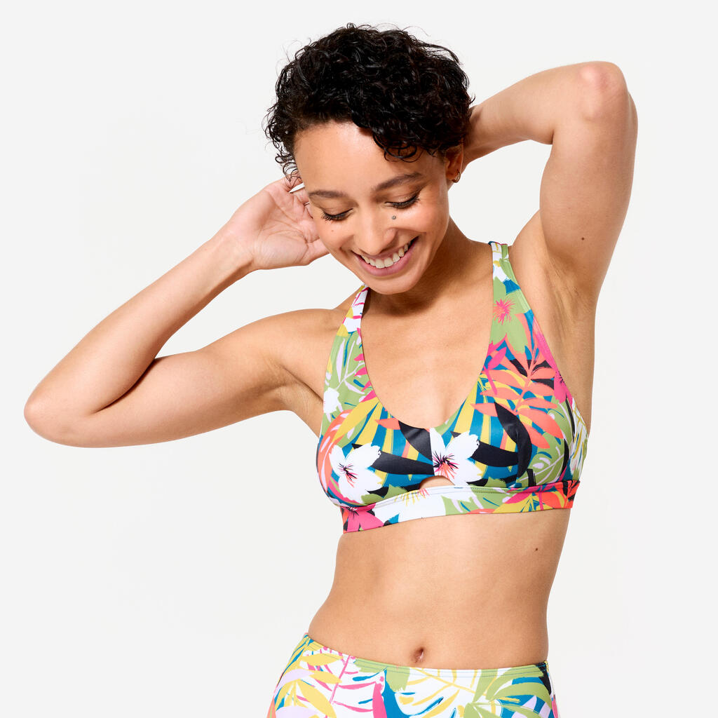 Women’s surfing floral bikini crop top - Agatha multicoloured