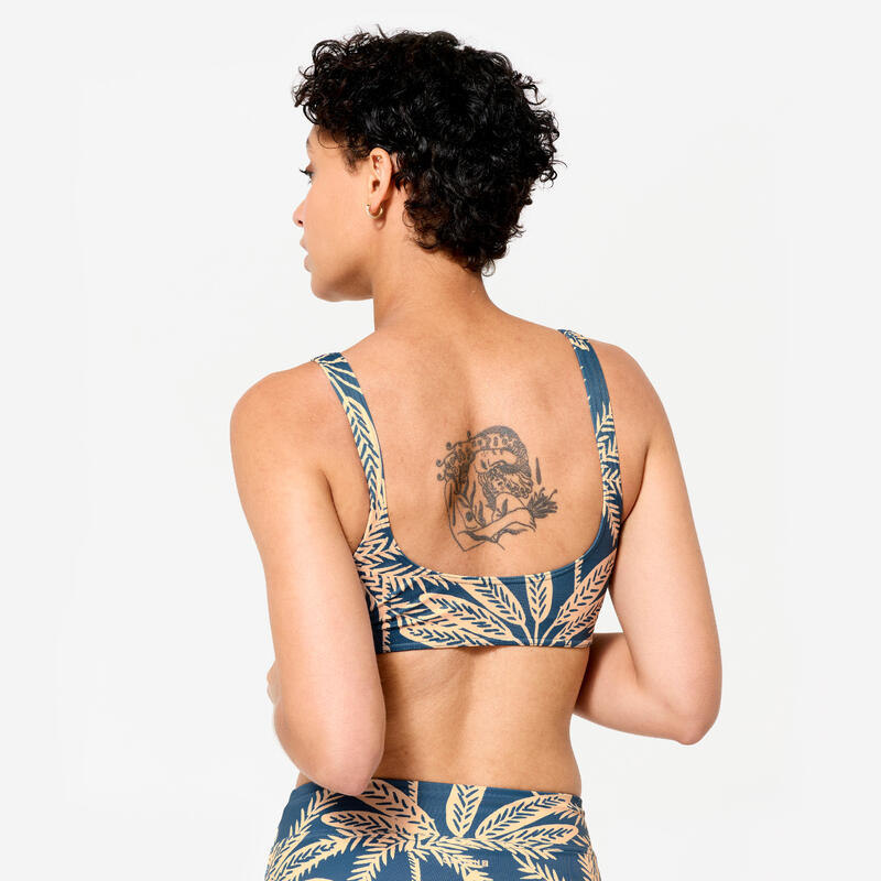 Haut de maillot brassière surf Femme - Aurely palmer bleu