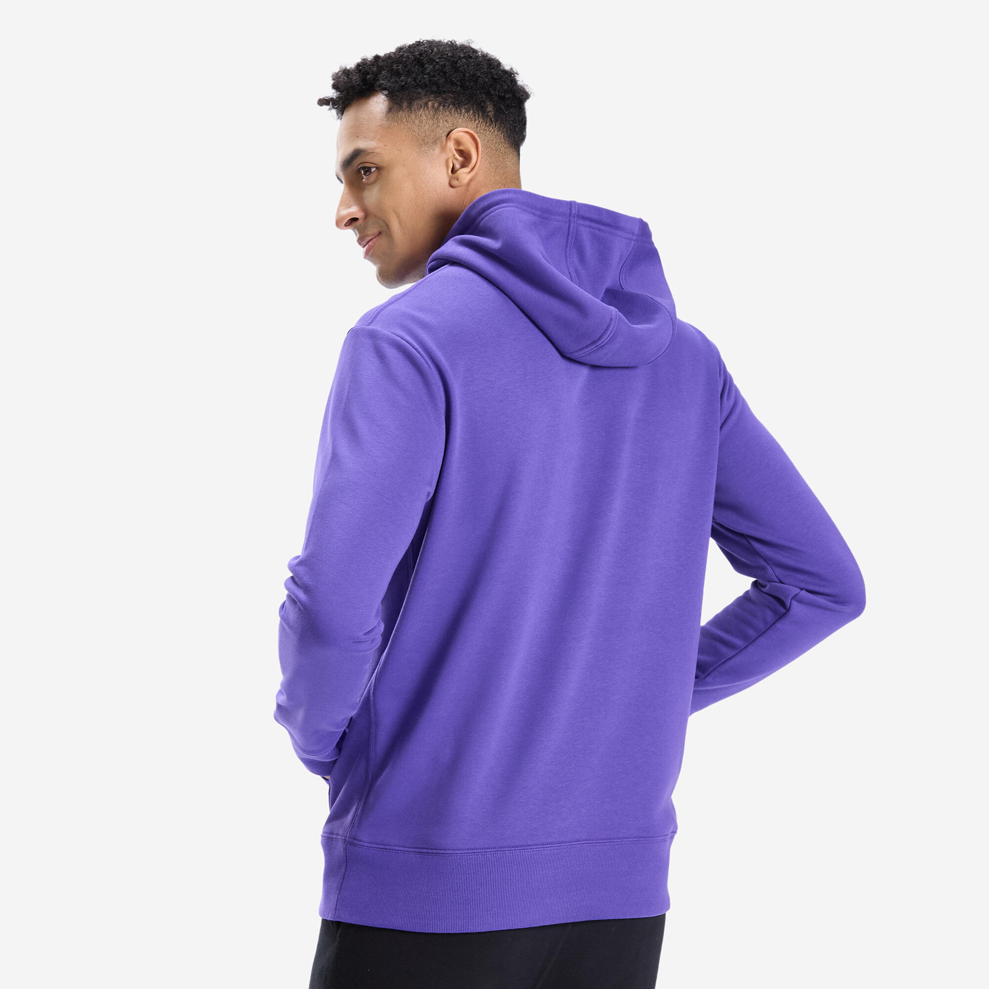 Men Gym Hoodie Sweatshirt 500 Essentials – Soft, Stretchable, Warm – Purple