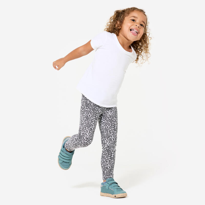 Legging babygym coton enfant, Imprimé noir et blanc