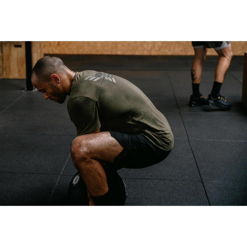 T-shirt de cross training slim respirant homme, kaki