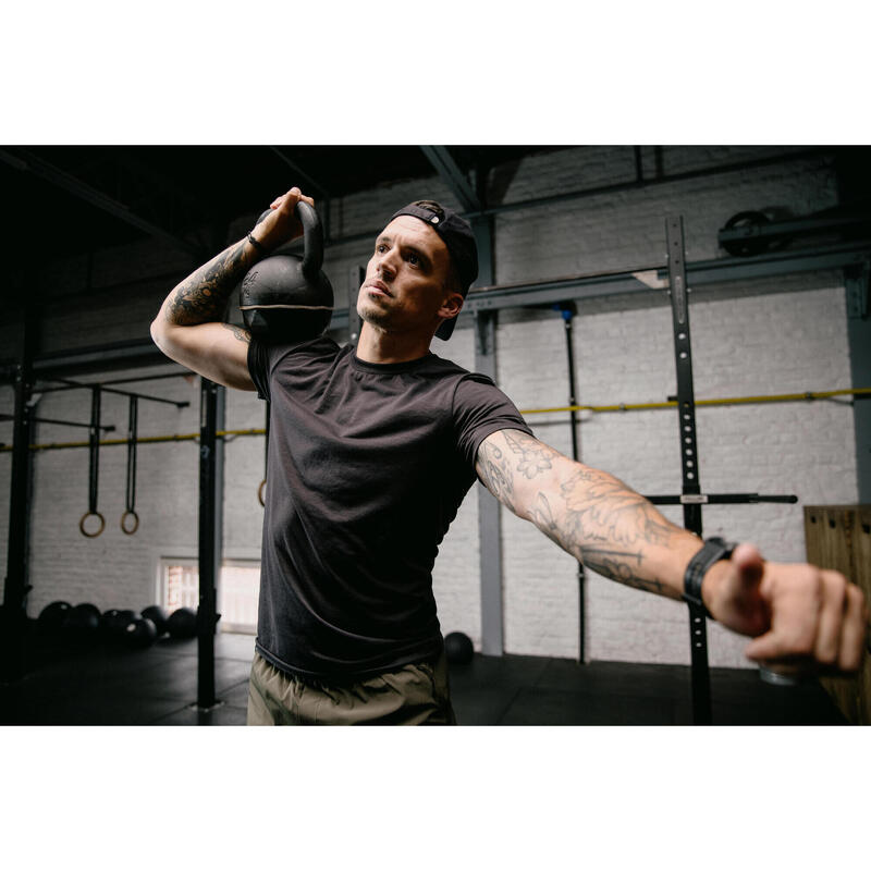 Tricou cross-training respirant slim Negru Bărbați