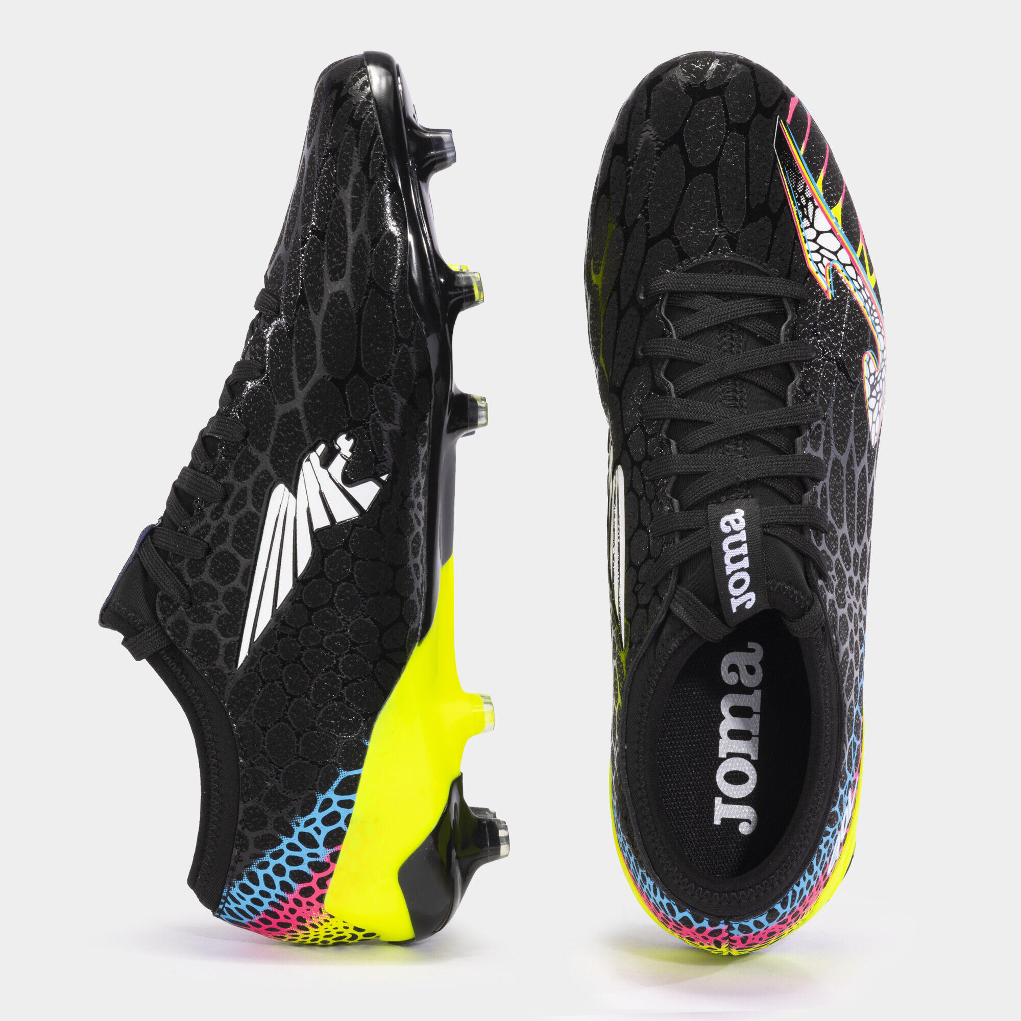 Botes futbol Gol 24 Joma terreny ferm FG Adult negre groc fluor 2/5