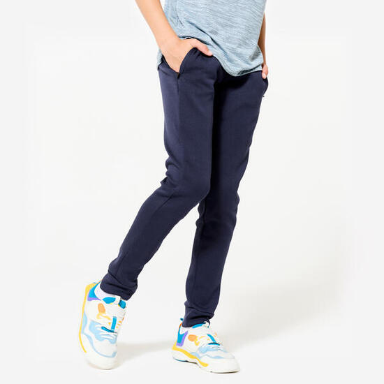 Pantalon de jogging mixte, enfant coton respirant, bleu acier