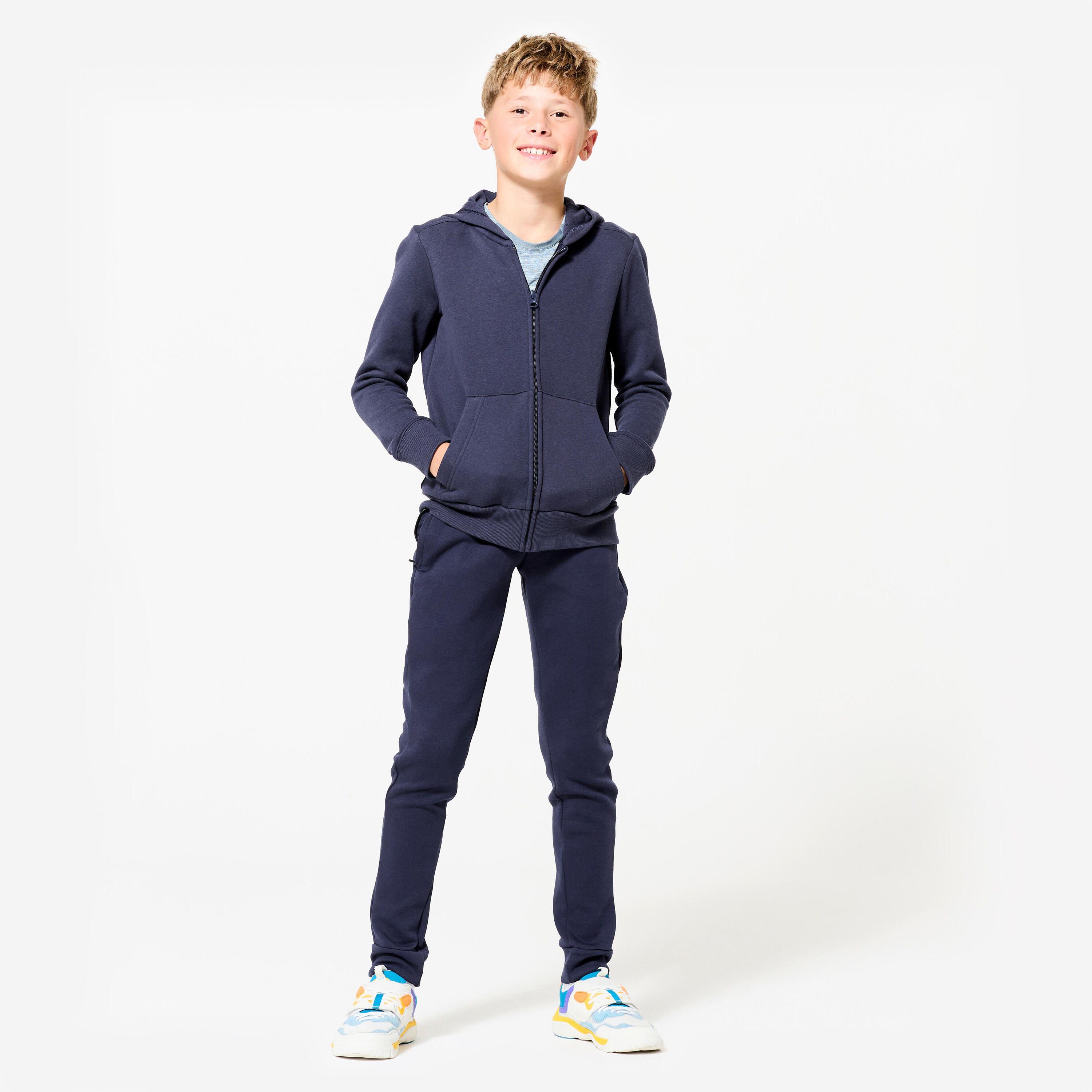 Pantalón Jogger Niños Azul Acero Algodón Transpirable 2/7
