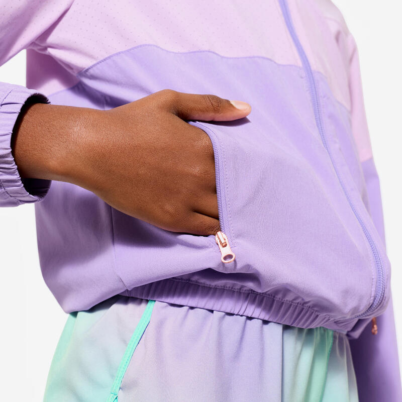 Veste multisport légère et respirante fille, Violet lilas