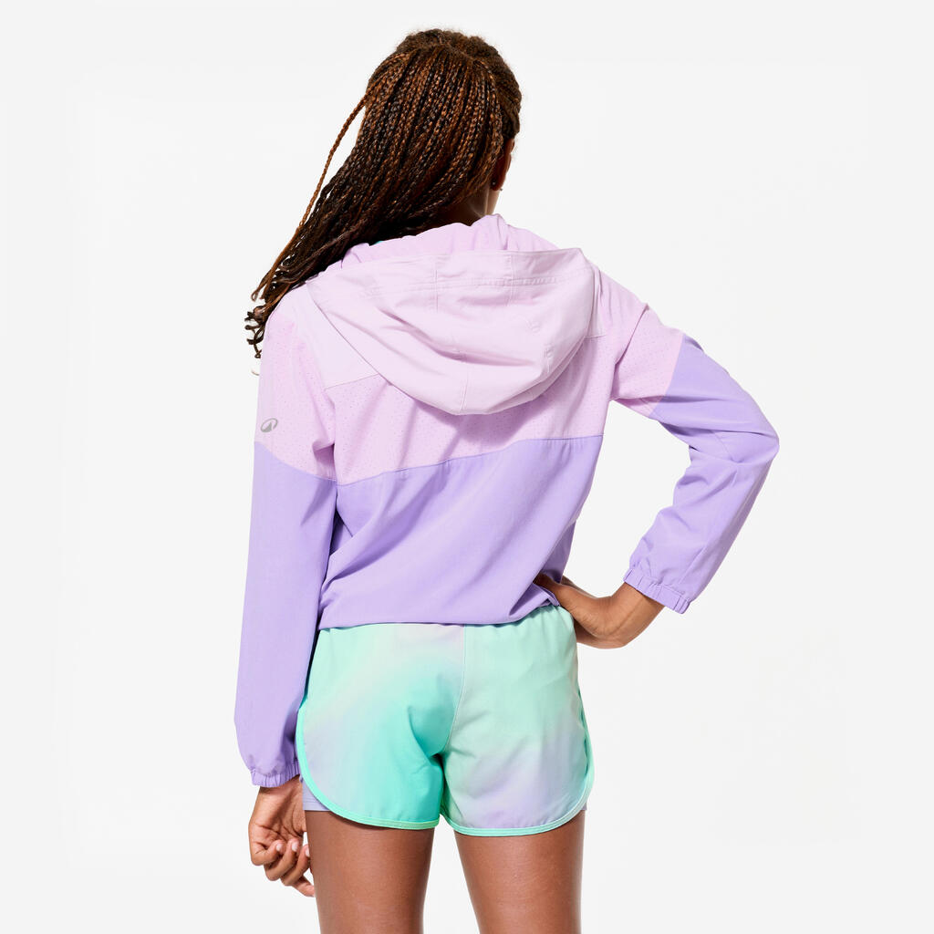 Veste multisport légère et respirante fille, Bleu blanc mauve