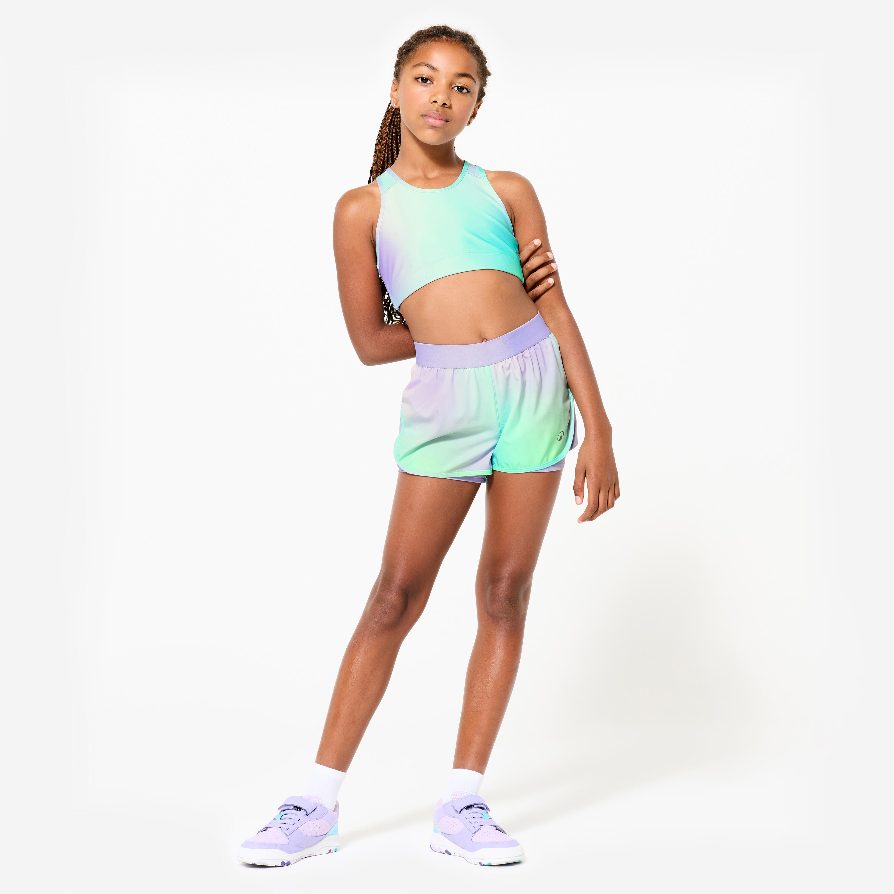 Reggiseno sportivo bambina ginnastica traspirante sostegno leggero boreale 2/4