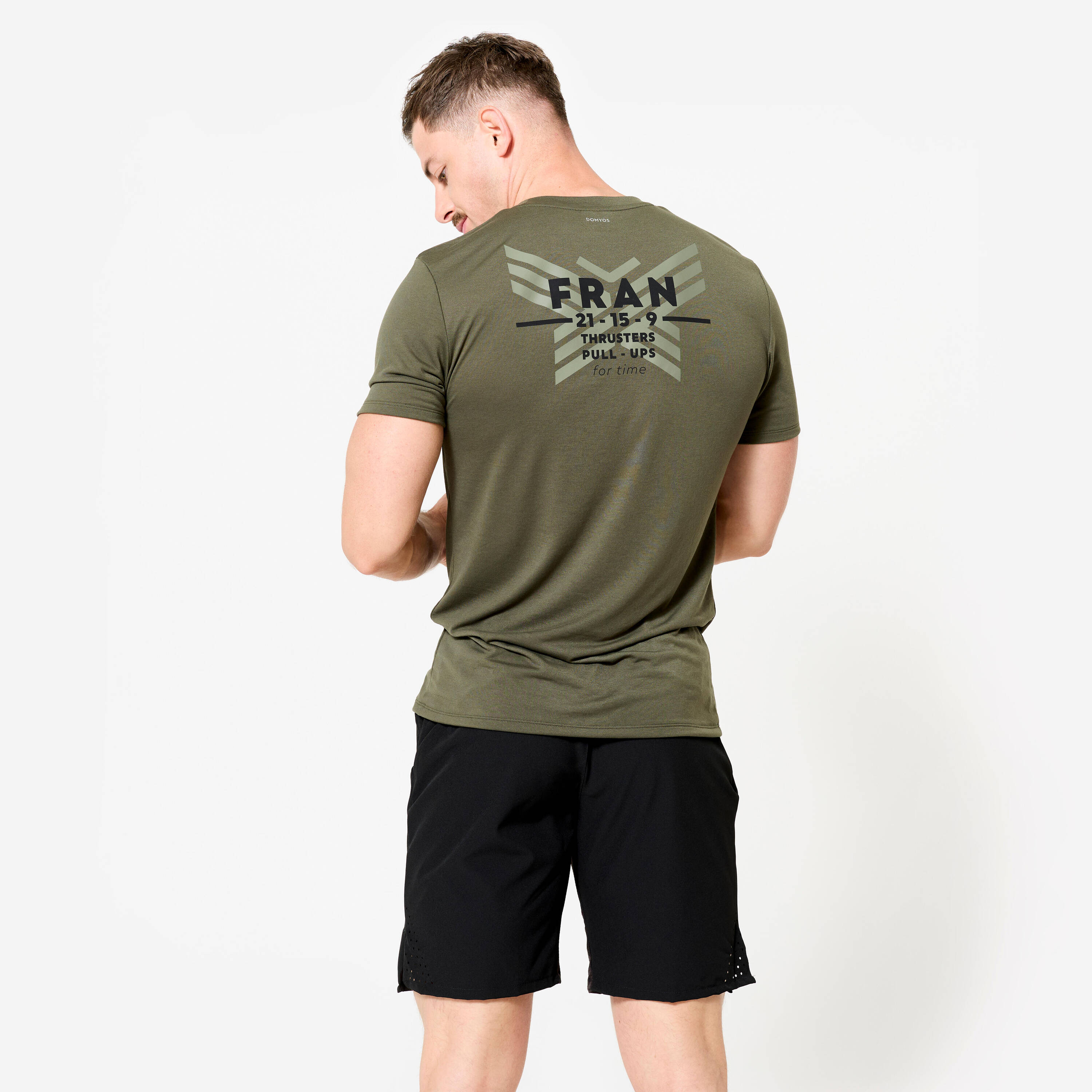Men's Slim-Fit Breathable Cross Training T-Shirt - Khaki Green -  4