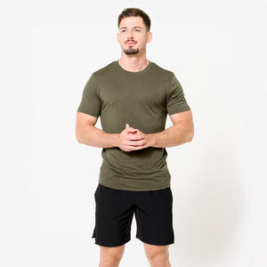 Camiseta Cross Training Hombre Caqui Slim Transpirable