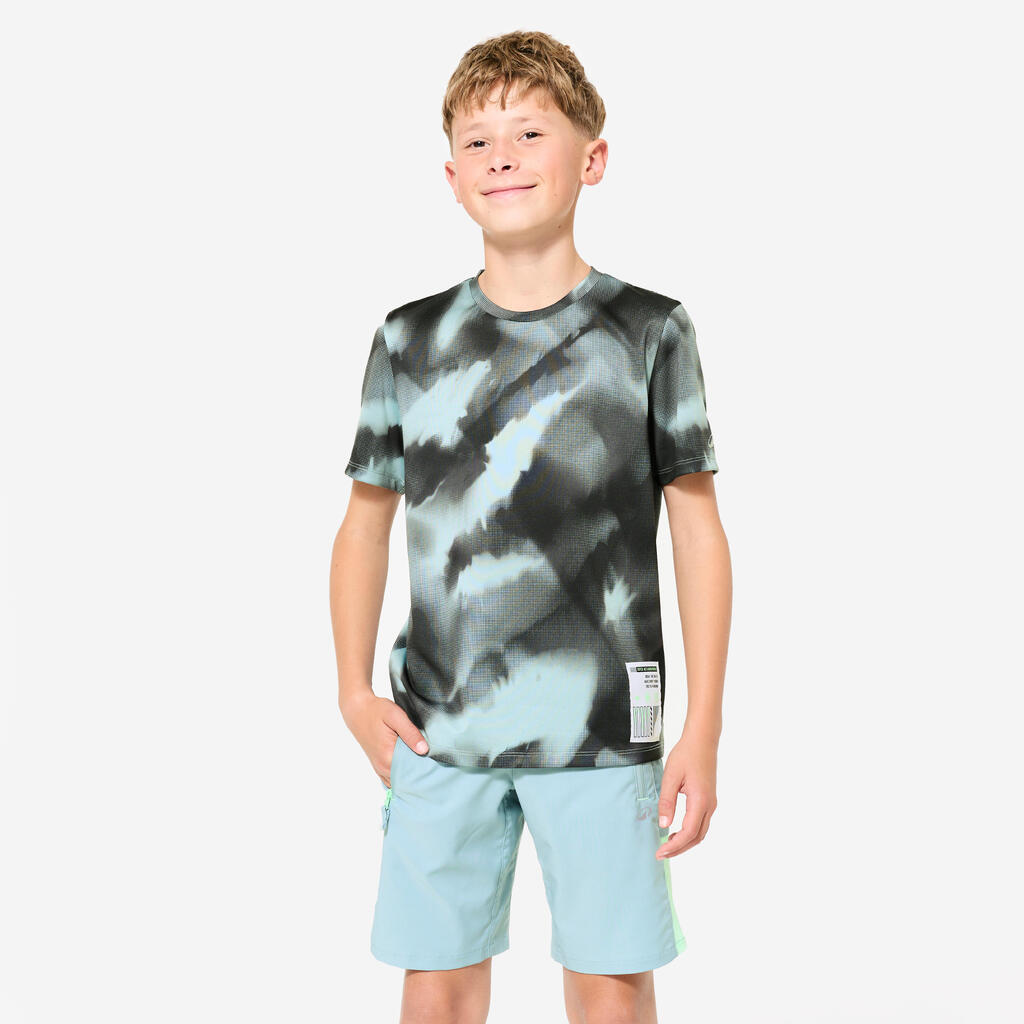 T-shirt multisport respirant enfant, imprimé gris