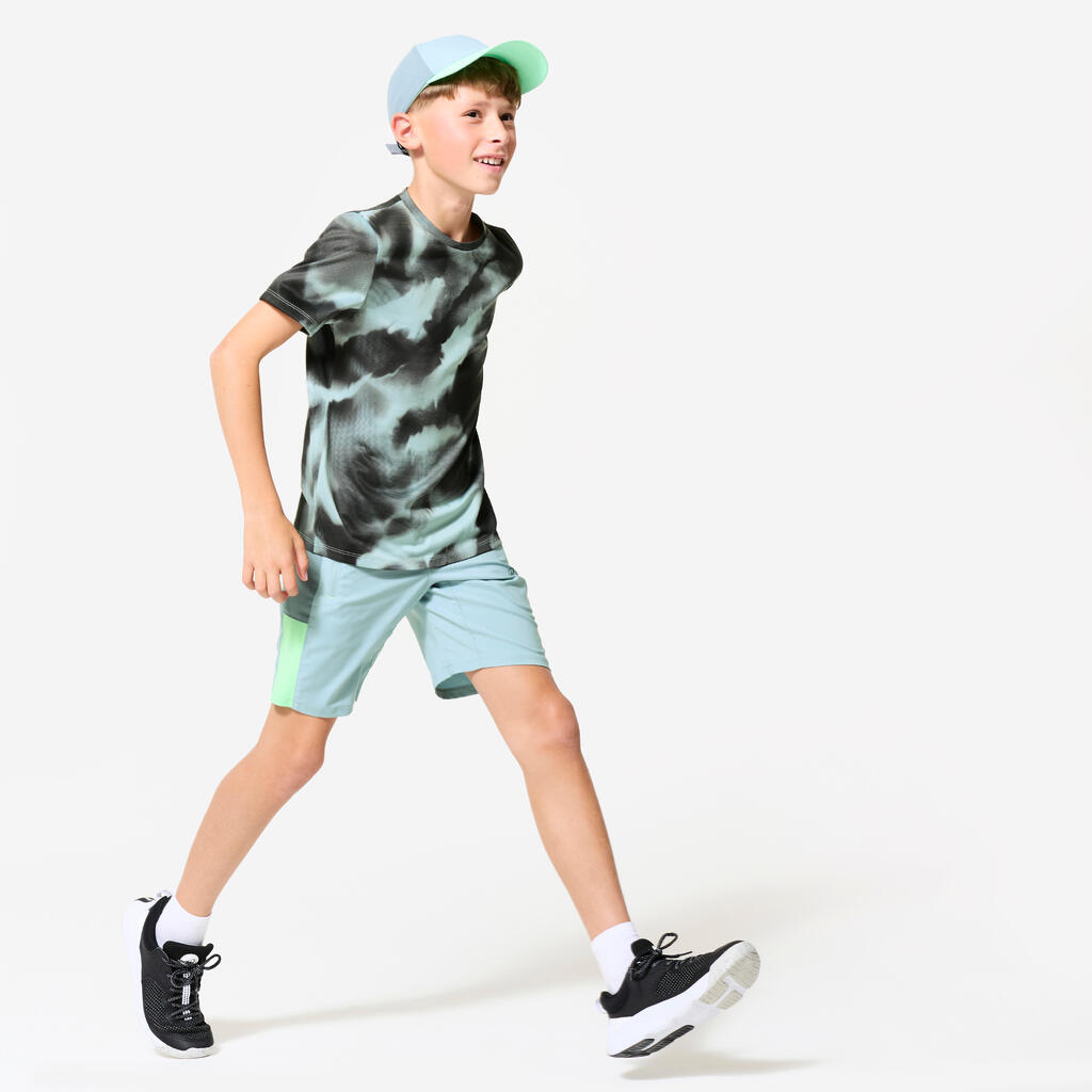 T-shirt multisport respirant enfant, imprimé gris