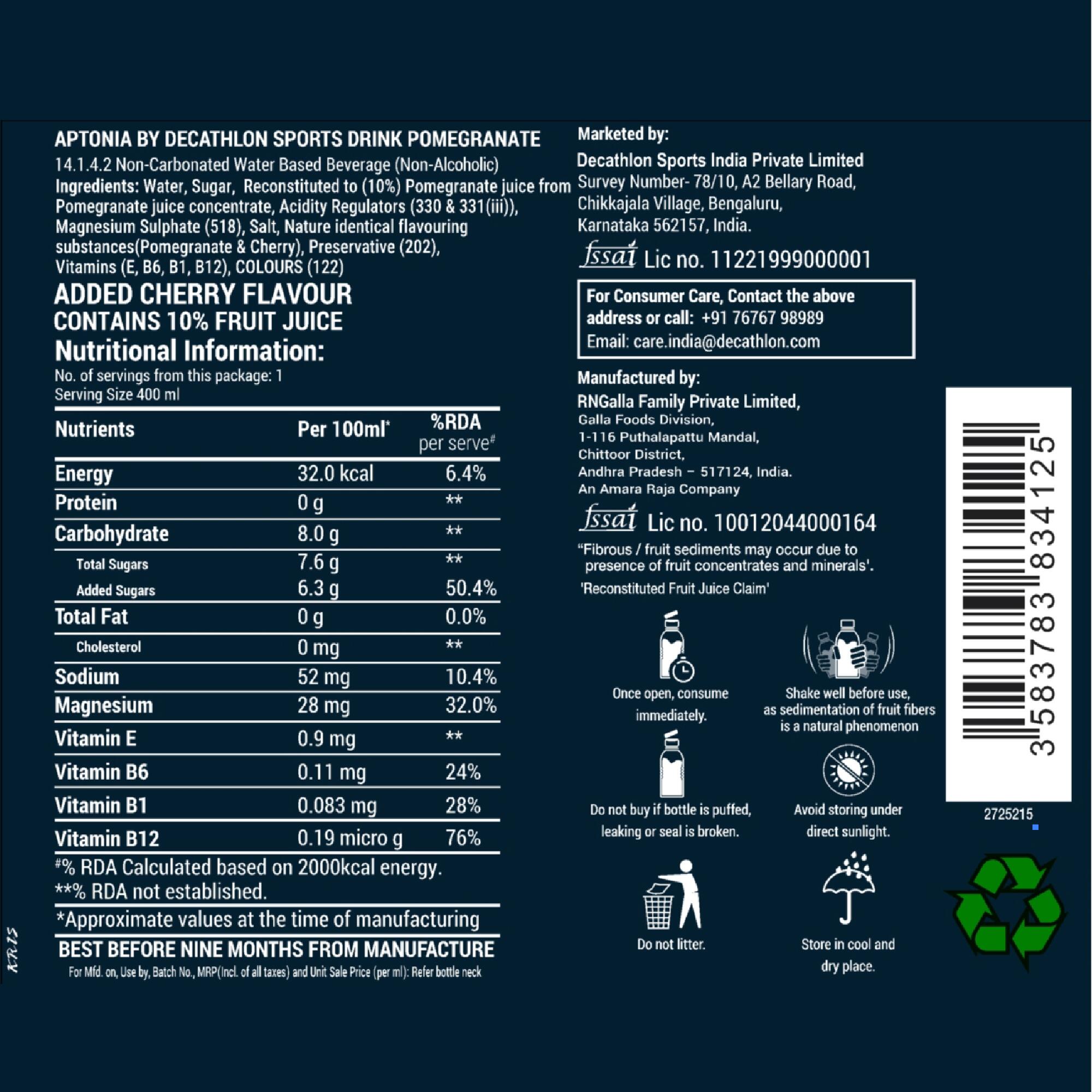 Sports drink pom cherry 400ml