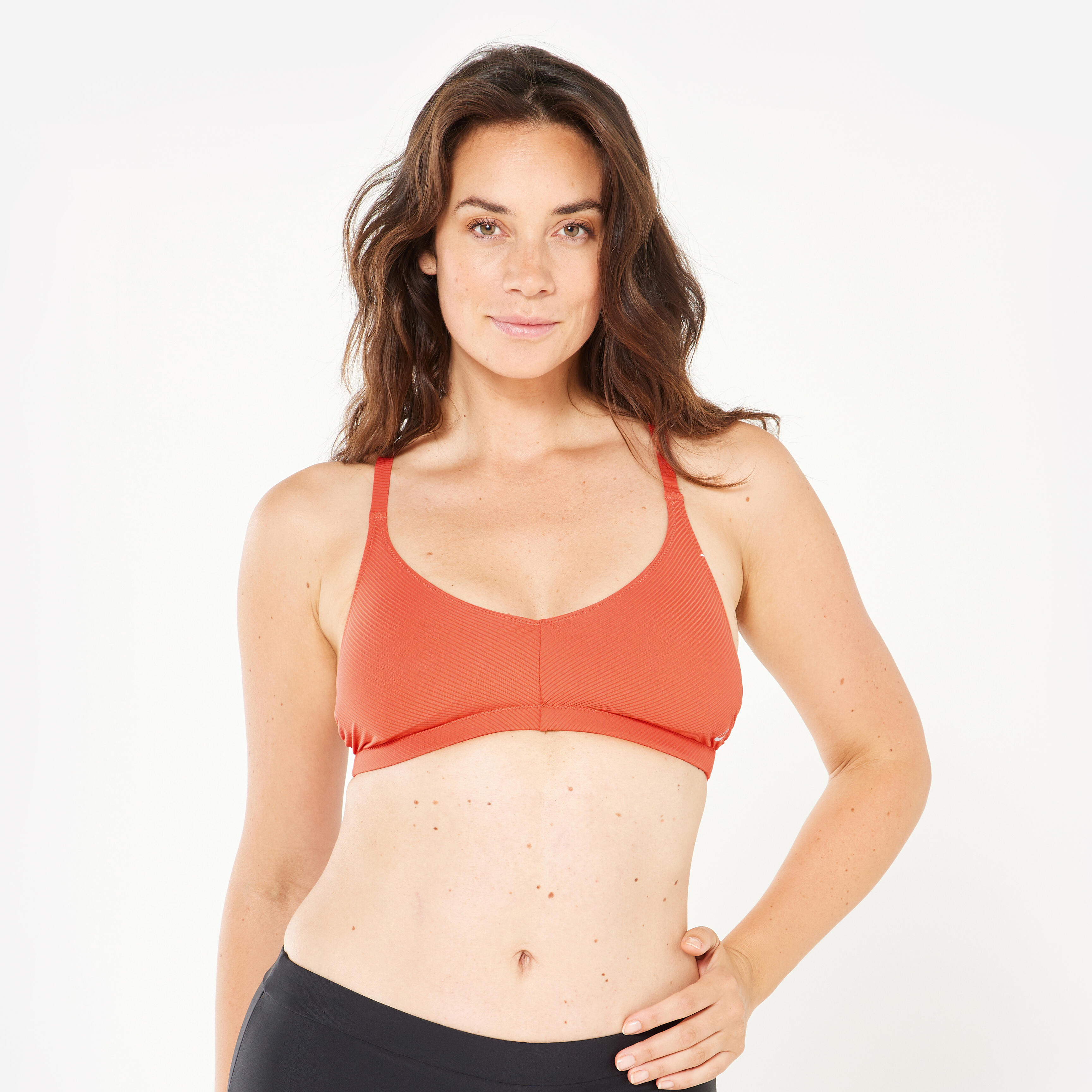 Women’s swimming textured crop top swimsuit top - Lila simy terracotta