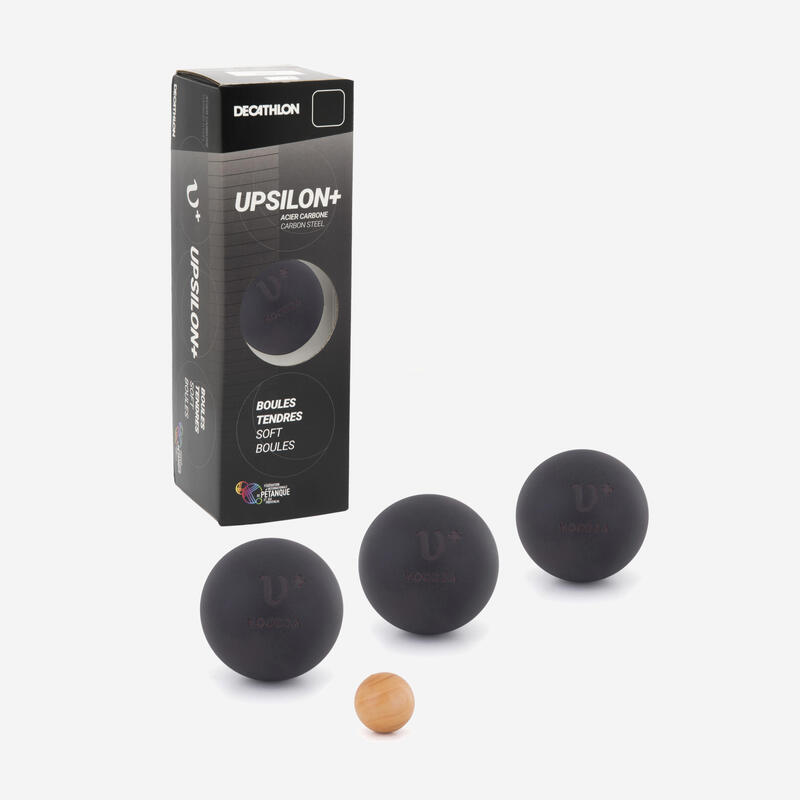 3 UPSILON+ SOFT COMPETITION PETANQUE BOULES - BLACK