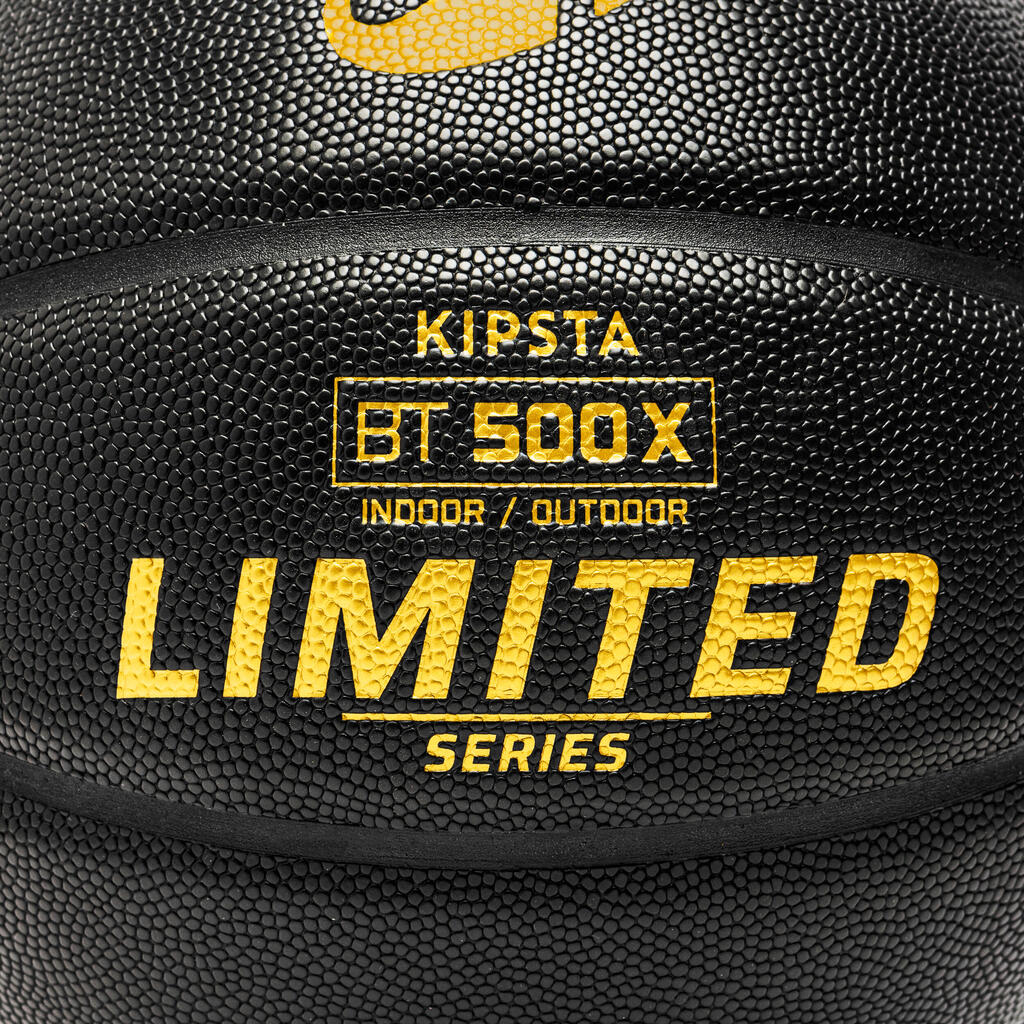 Ballon de basket bt500 grip taille 7 - noir or