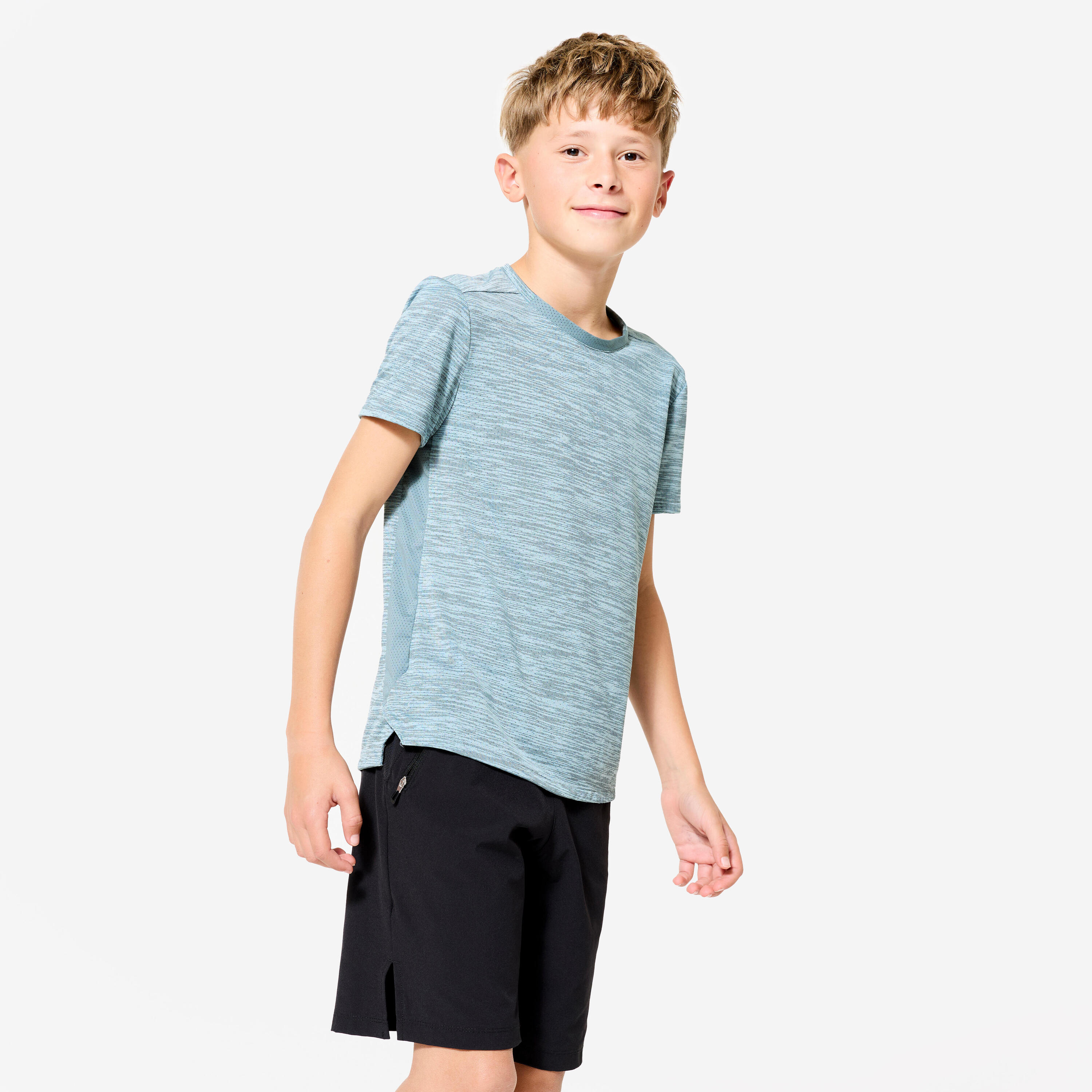 DOMYOS Technisch en ademend sportshirt voor kinderen grijs