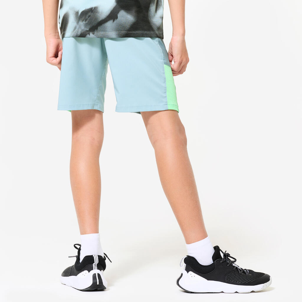 Short multisport respirant enfant, Bleu gris vert