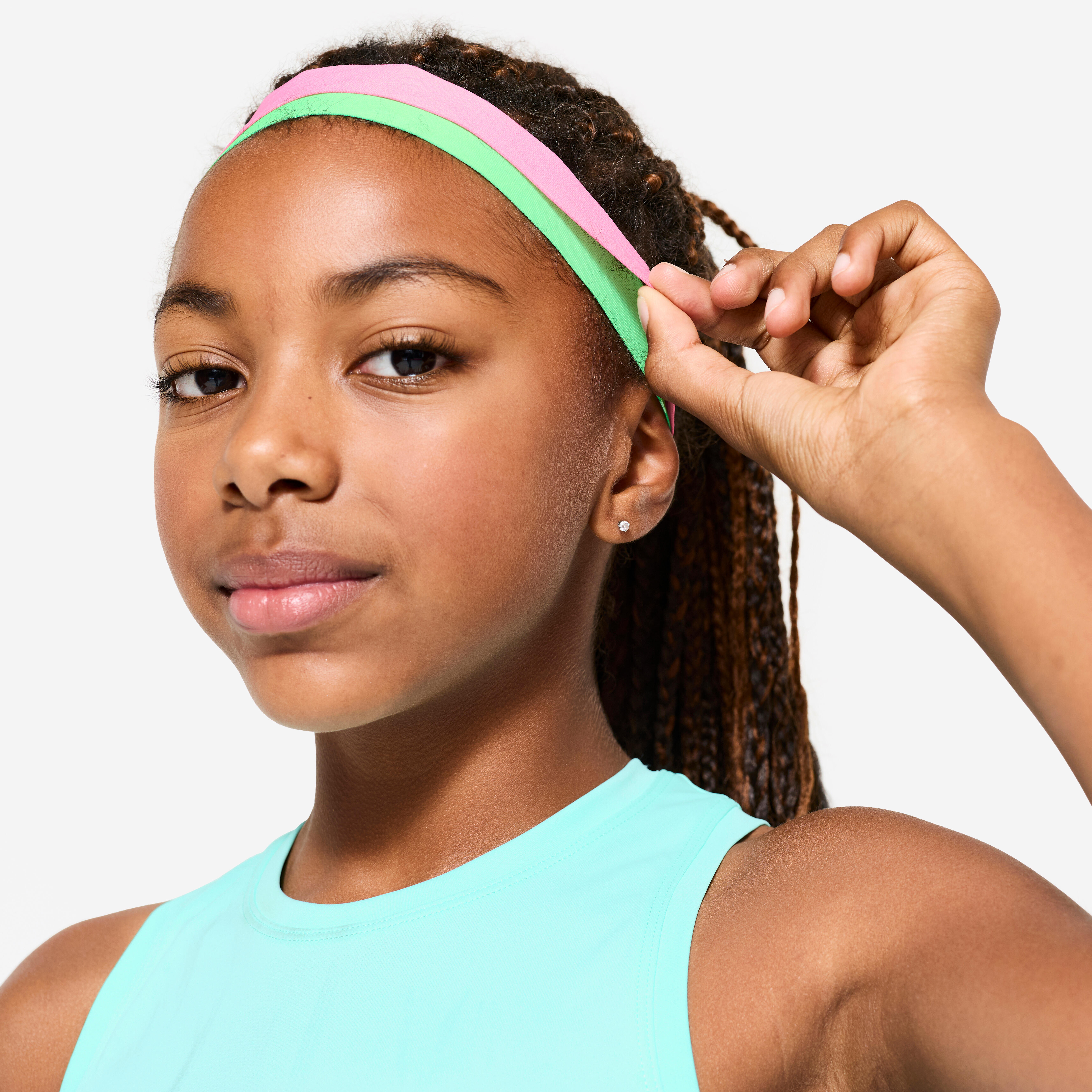 Decathlon Haarband Kinder schmal 2er-Set – rosa/grün | 03608393168634 Decathlon Haarband Kinder schmal 2er-Set – rosa/grün | 03608393168634