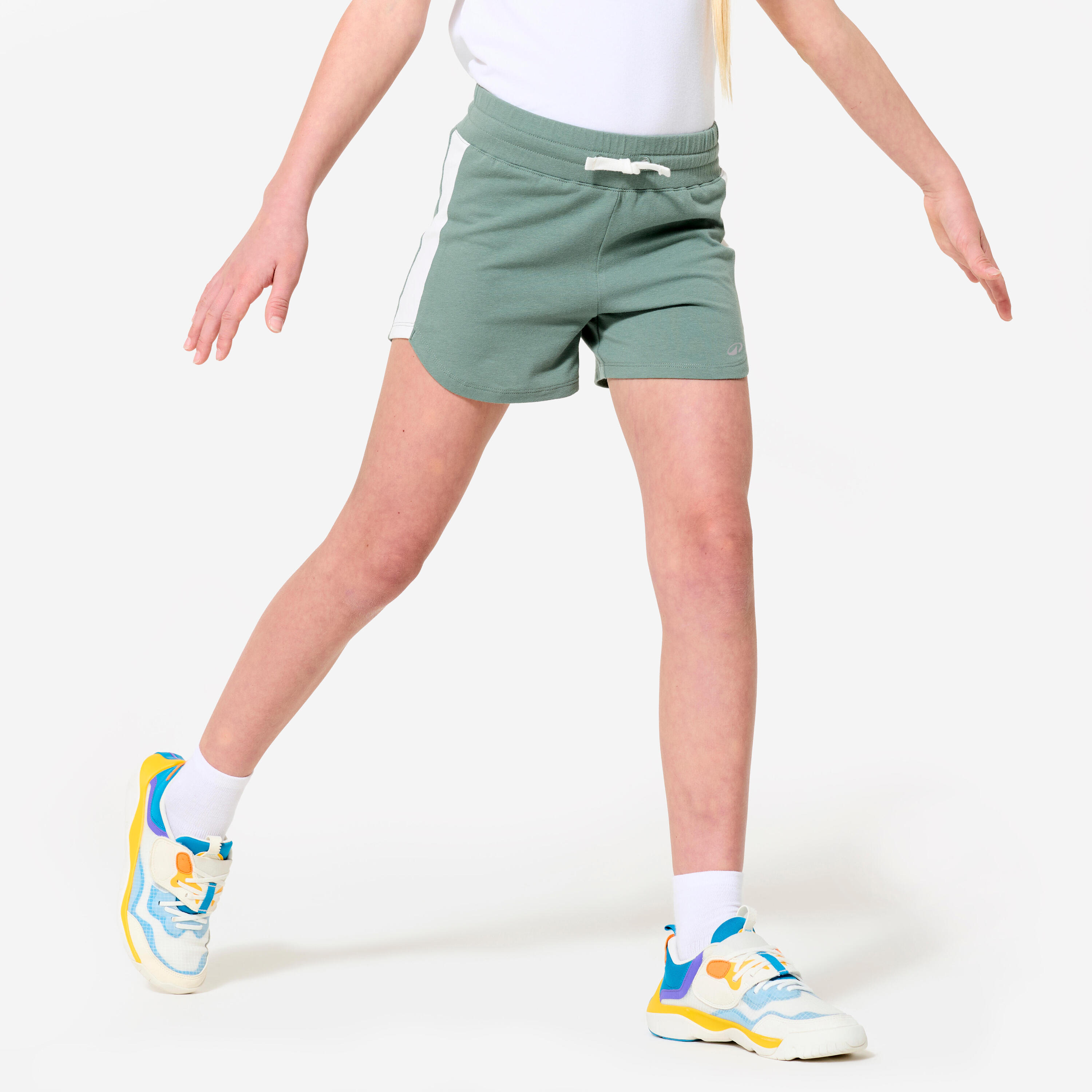 DOMYOS Pantaloncini bambina ginnastica regular fit cotone verdi