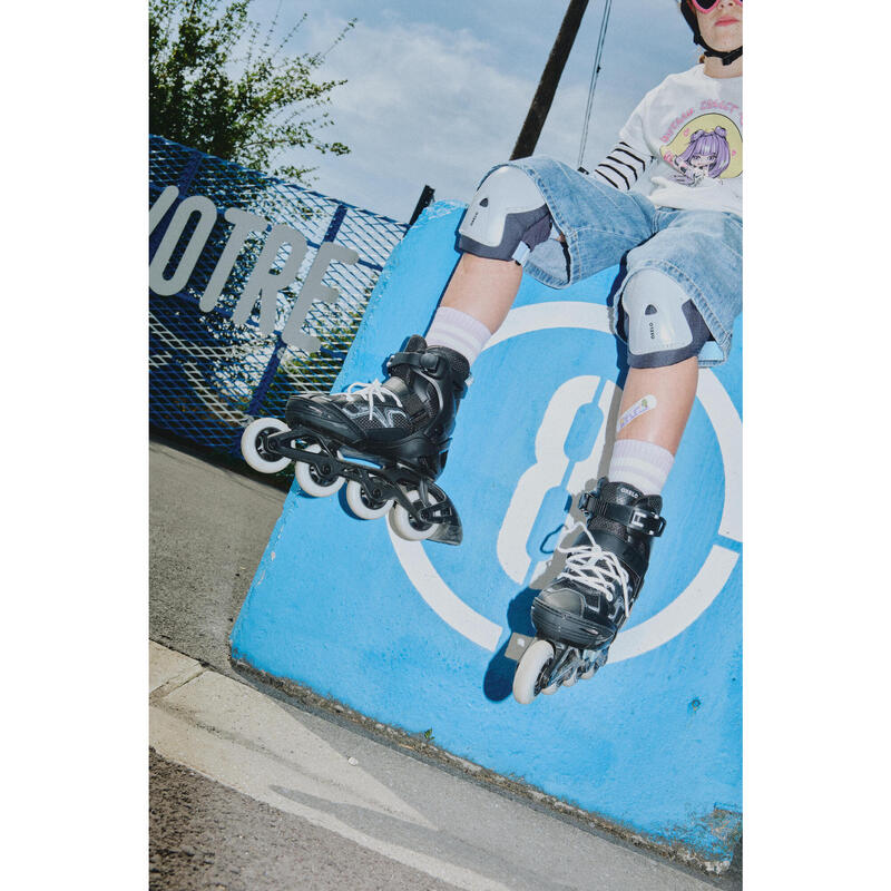 Fitness skates voor kinderen FIT3 zwart kaki