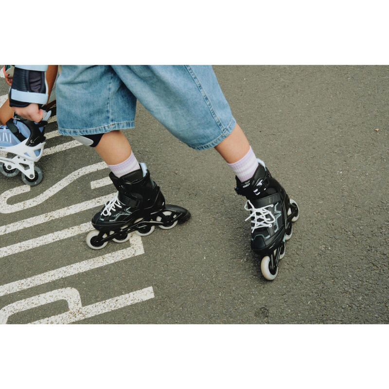 Fitness skates voor kinderen FIT3 zwart kaki