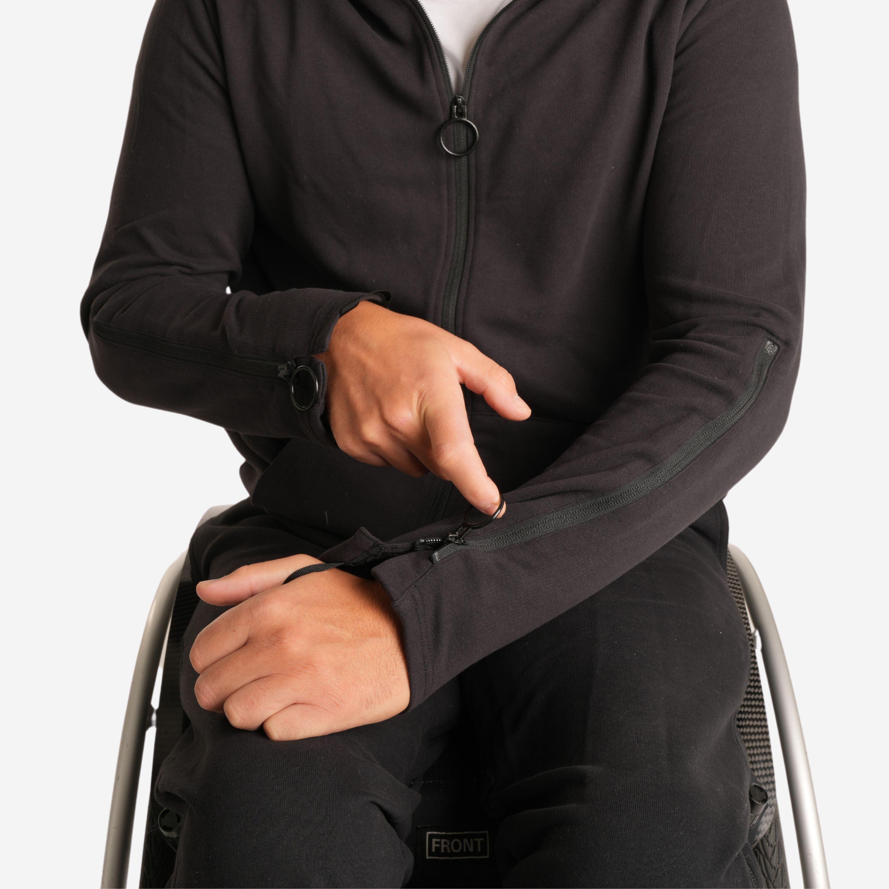 Gemakkelijk aan te trekken herensweater met rits zwart 5/12