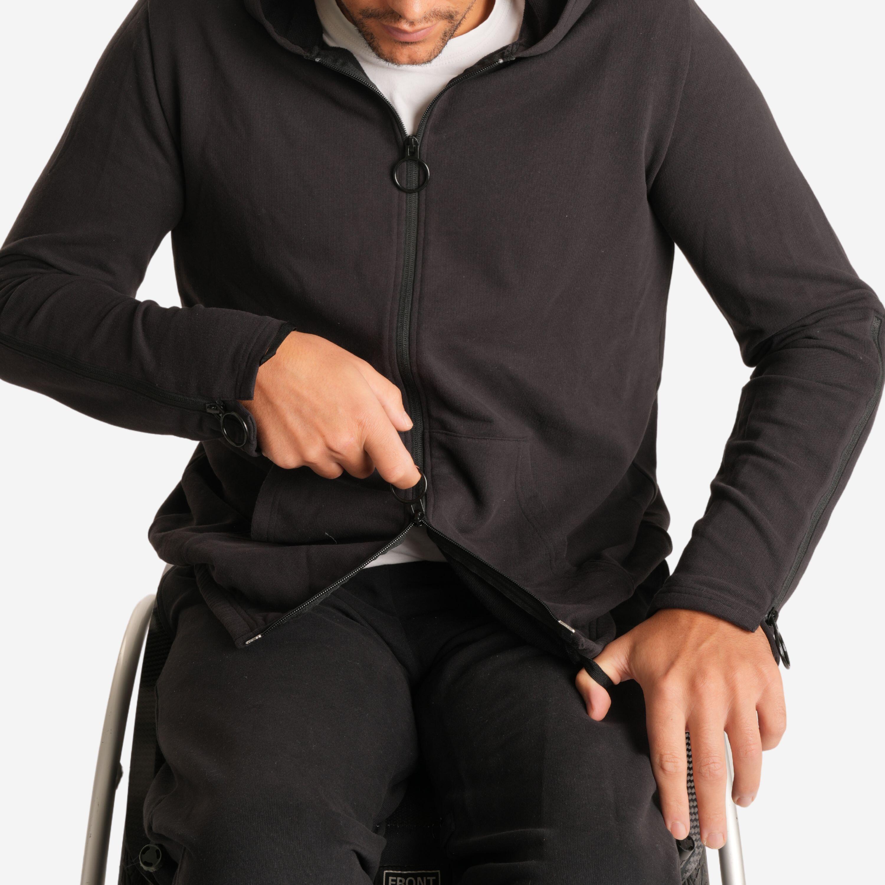 Gemakkelijk aan te trekken herensweater met rits zwart 4/12