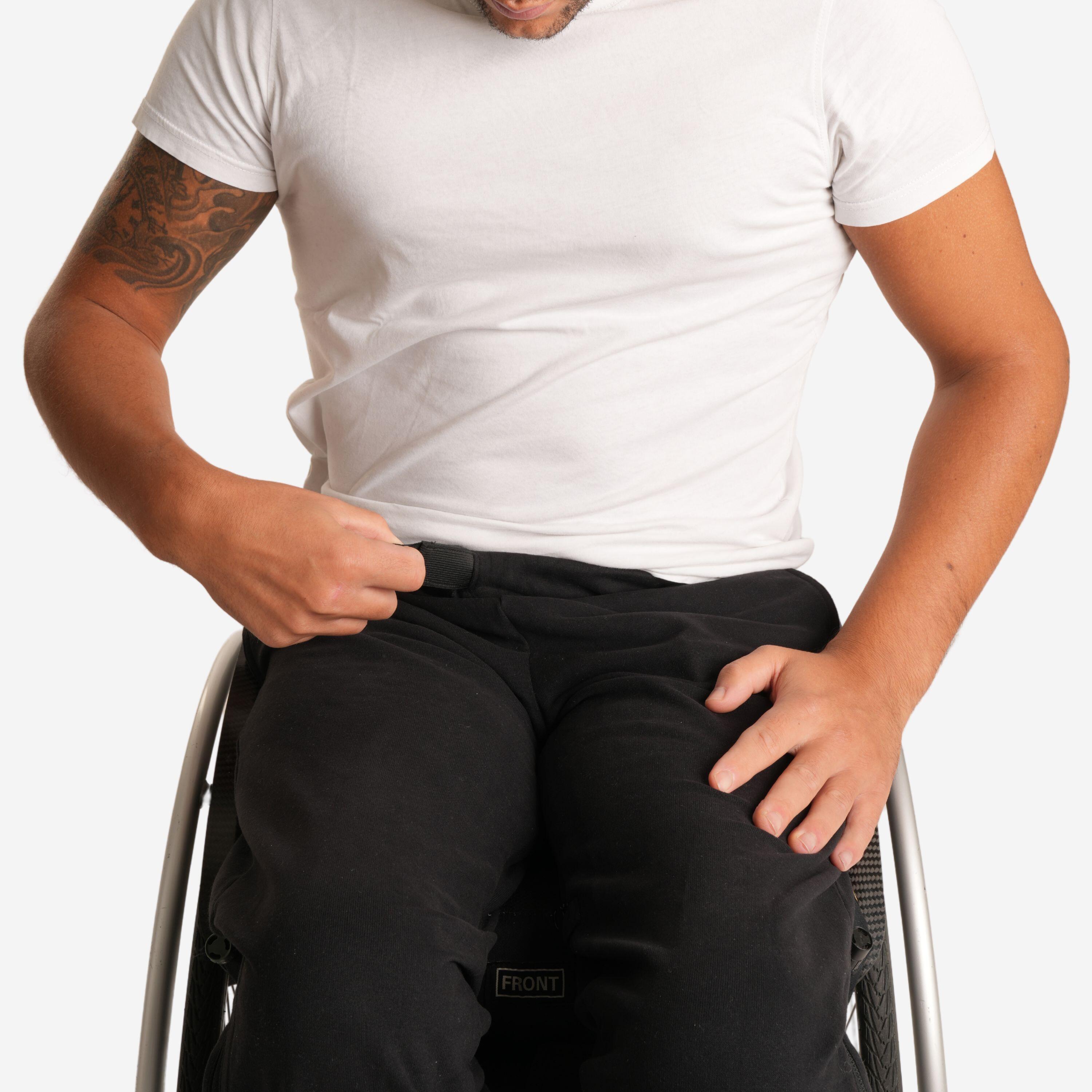 Pantaloni tuta uomo mobilità ridotta regular fit cotone con zip neri 5/12