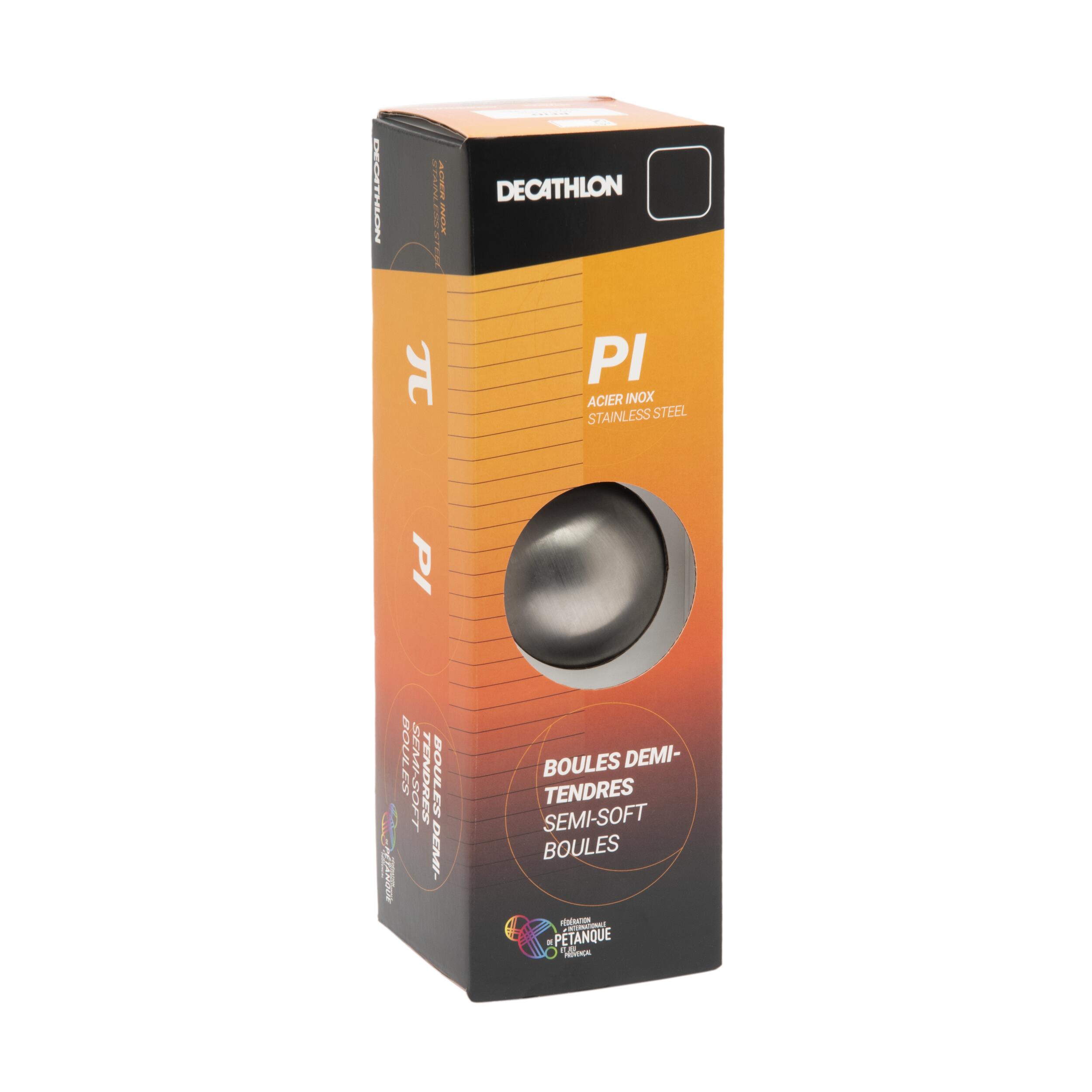 3 BOULES DE PÉTANQUE COMPÉTITION DEMI-TENDRES PI ACIER INOX 3/6