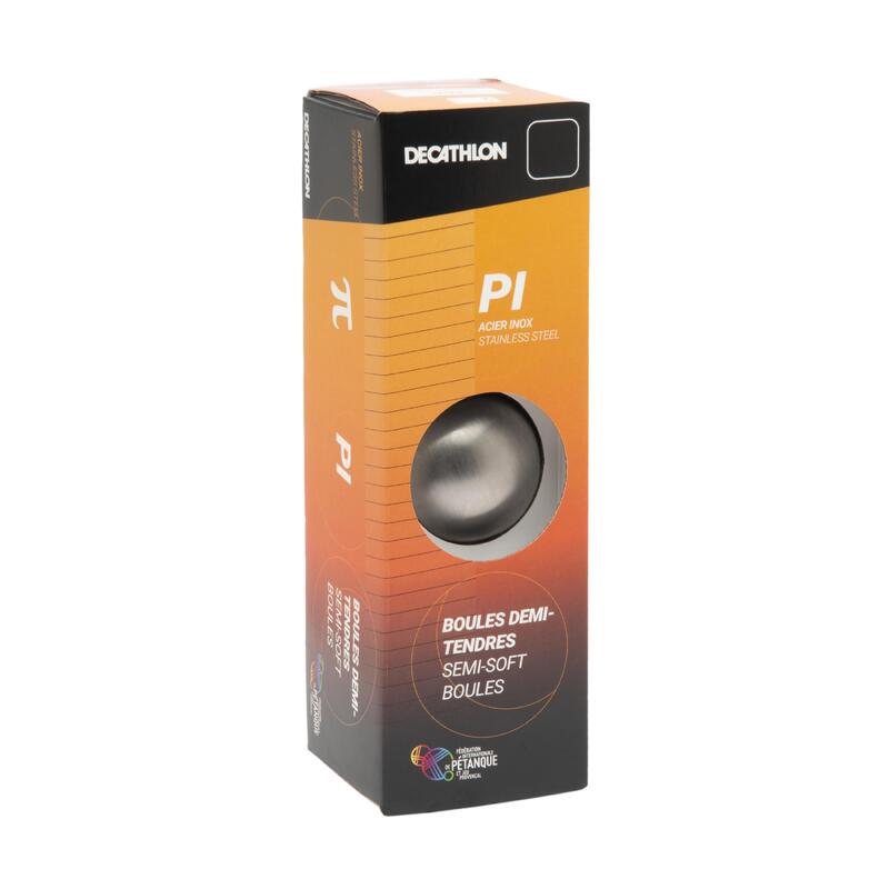 Set 3 bile semi-moi petanque Pi oțel inoxidabil