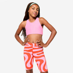 Brassière de sport respirante fille, Imprimé rose
