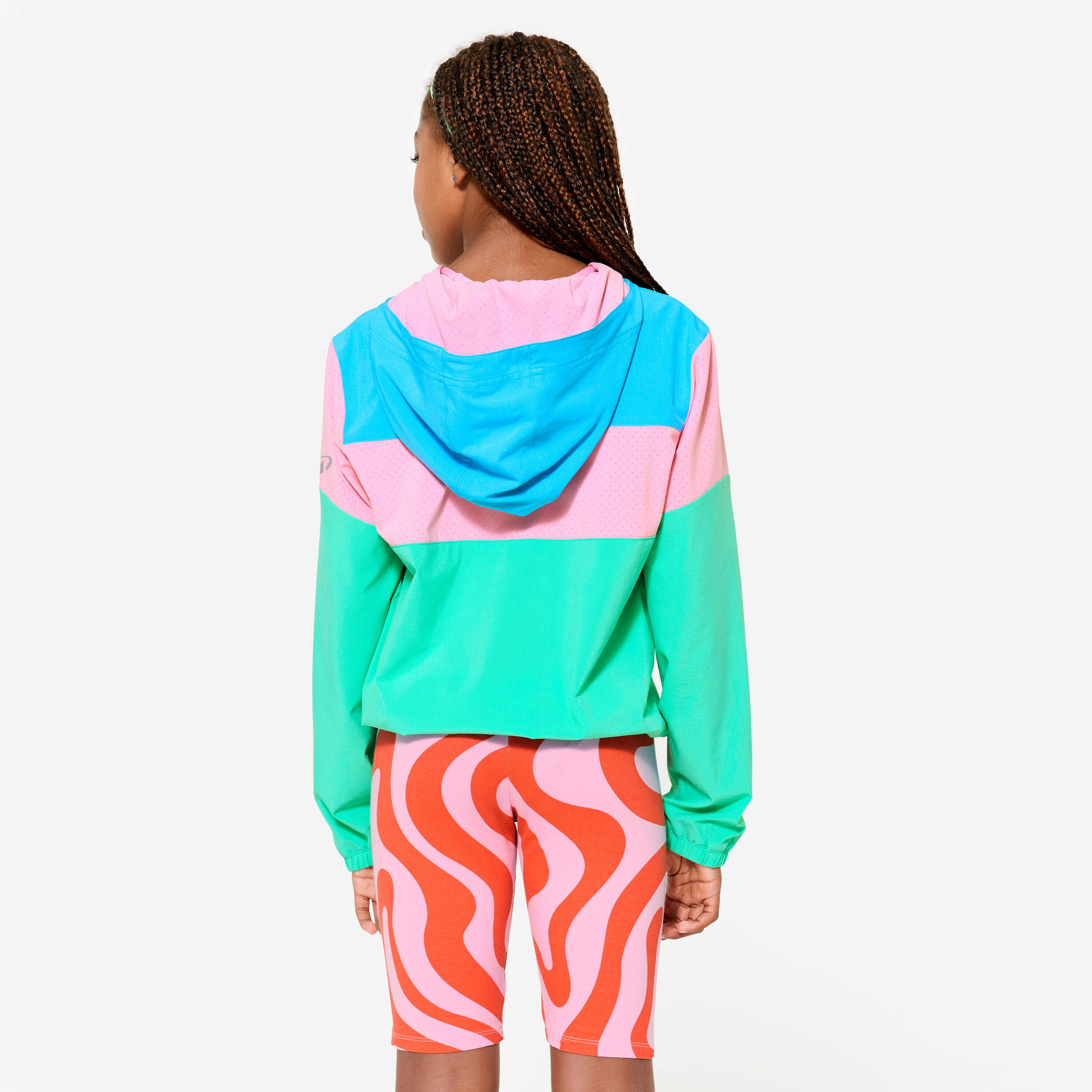 Multisport Girl's Lightweight Breathable Jacket 500 - Green/Pink/Blue -  4