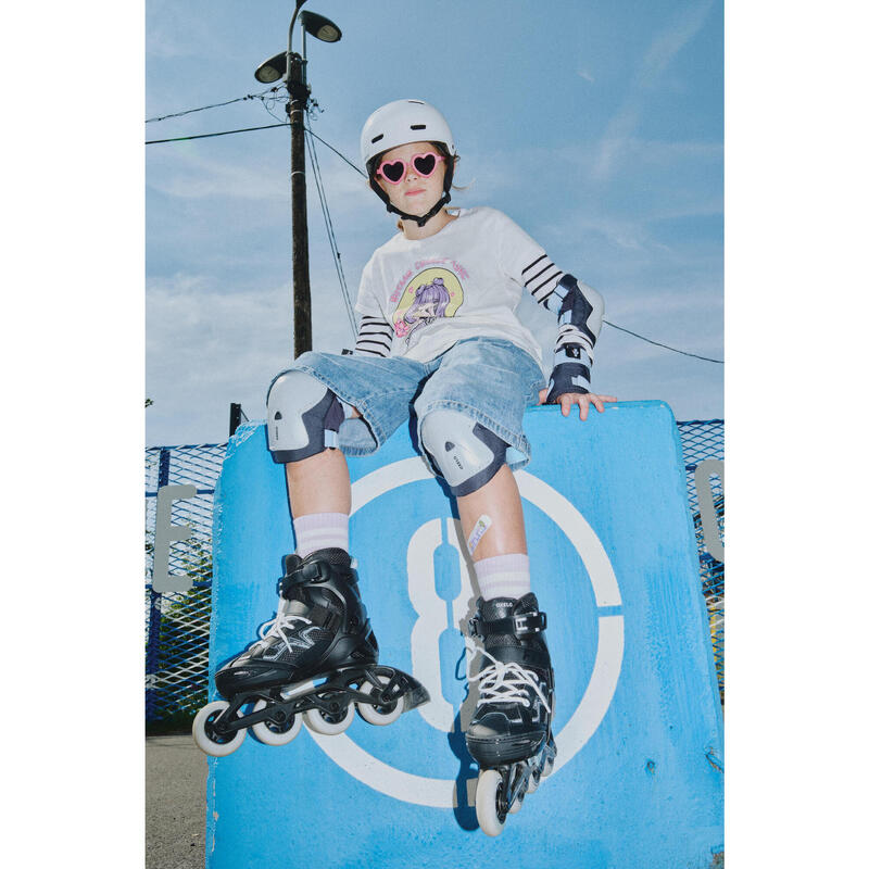 Fitness skates voor kinderen FIT3 zwart kaki