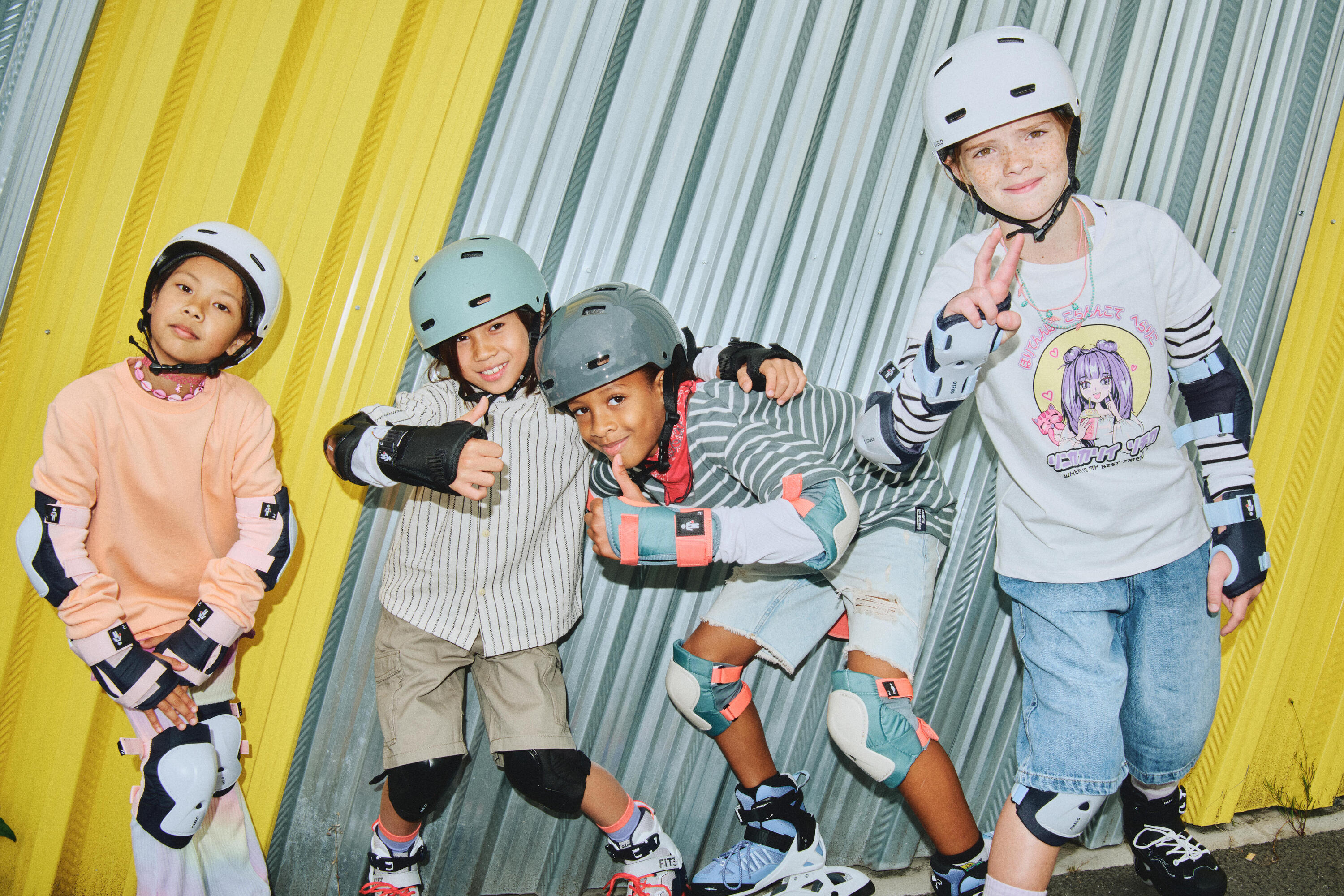 Set 3x2 protections roller trottinette skate enfant PLAY Bleu 12/19