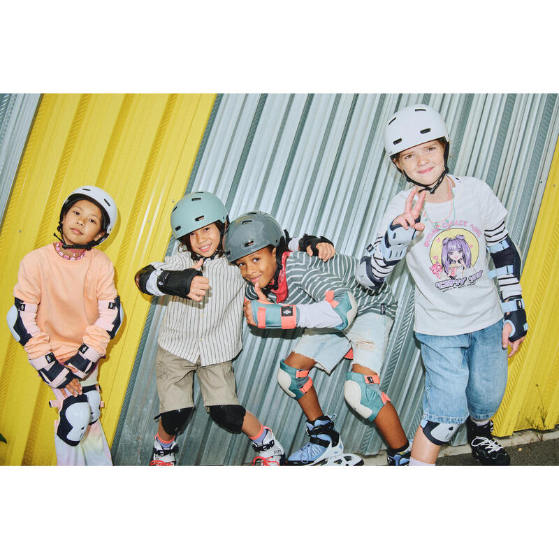 Set 3x2 protections roller trottinette skate enfant PLAY noir