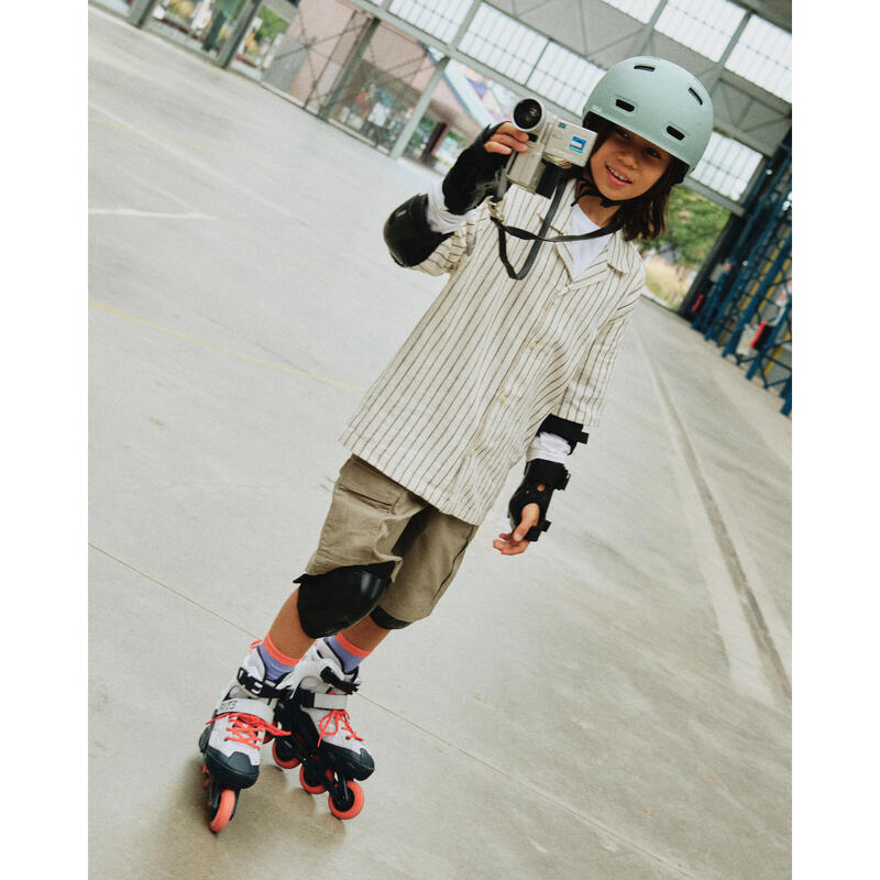 Set 3x2 protections roller trottinette skate enfant PLAY noir