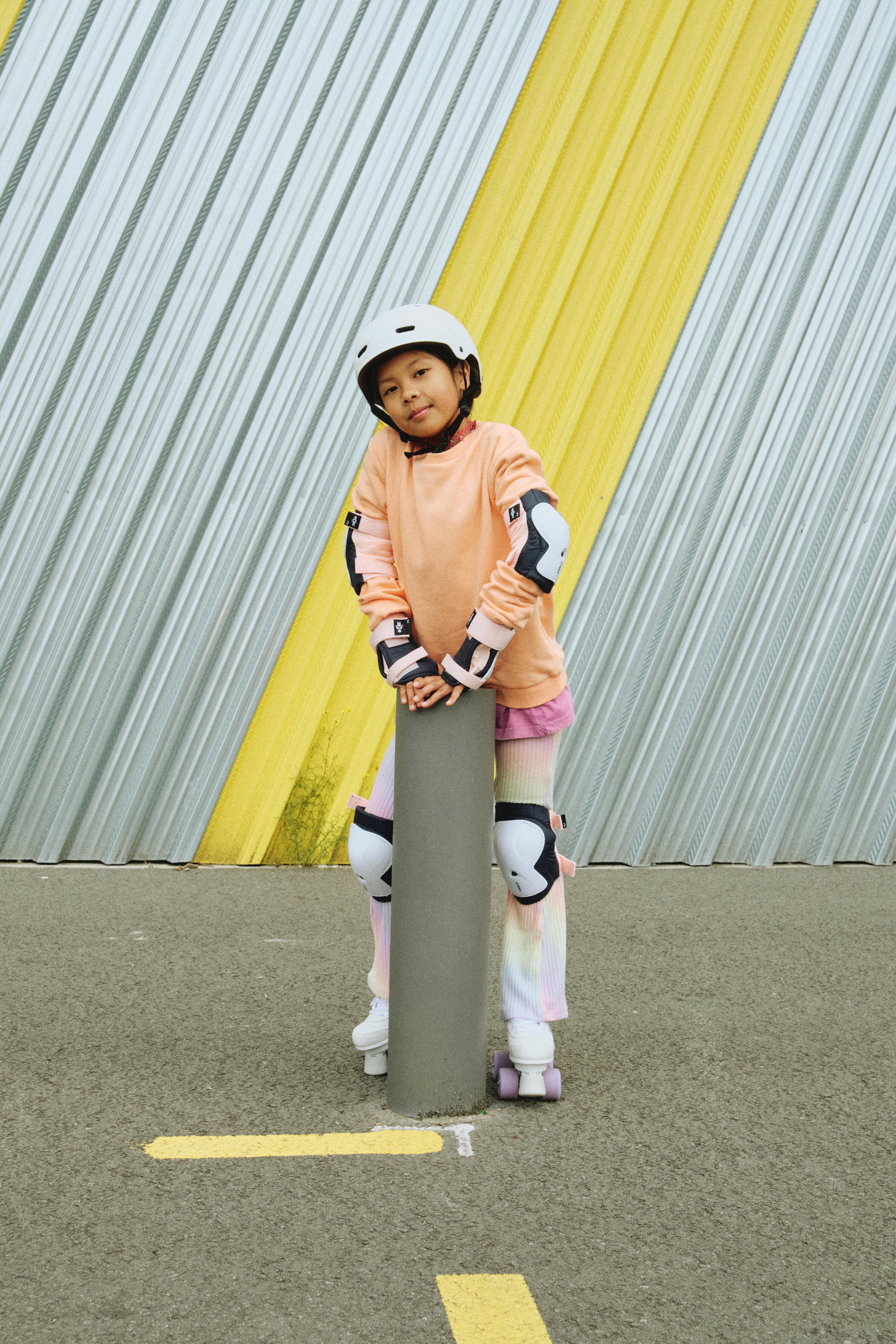 Set 3x2 protections roller trottinette skate enfant PLAY Bridal Pink 17/21