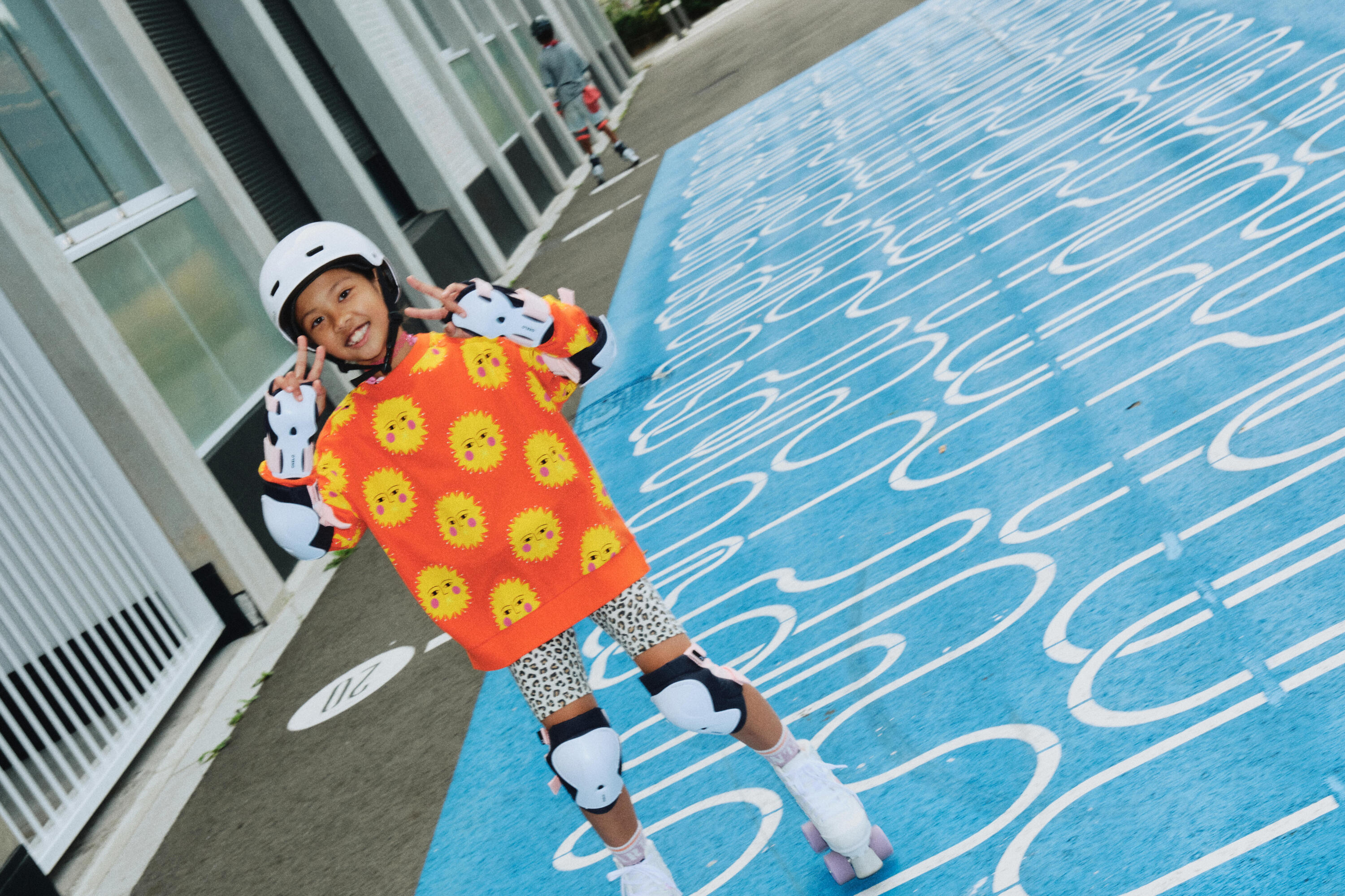 Set 3x2 protections roller trottinette skate enfant PLAY Bridal Pink 14/21